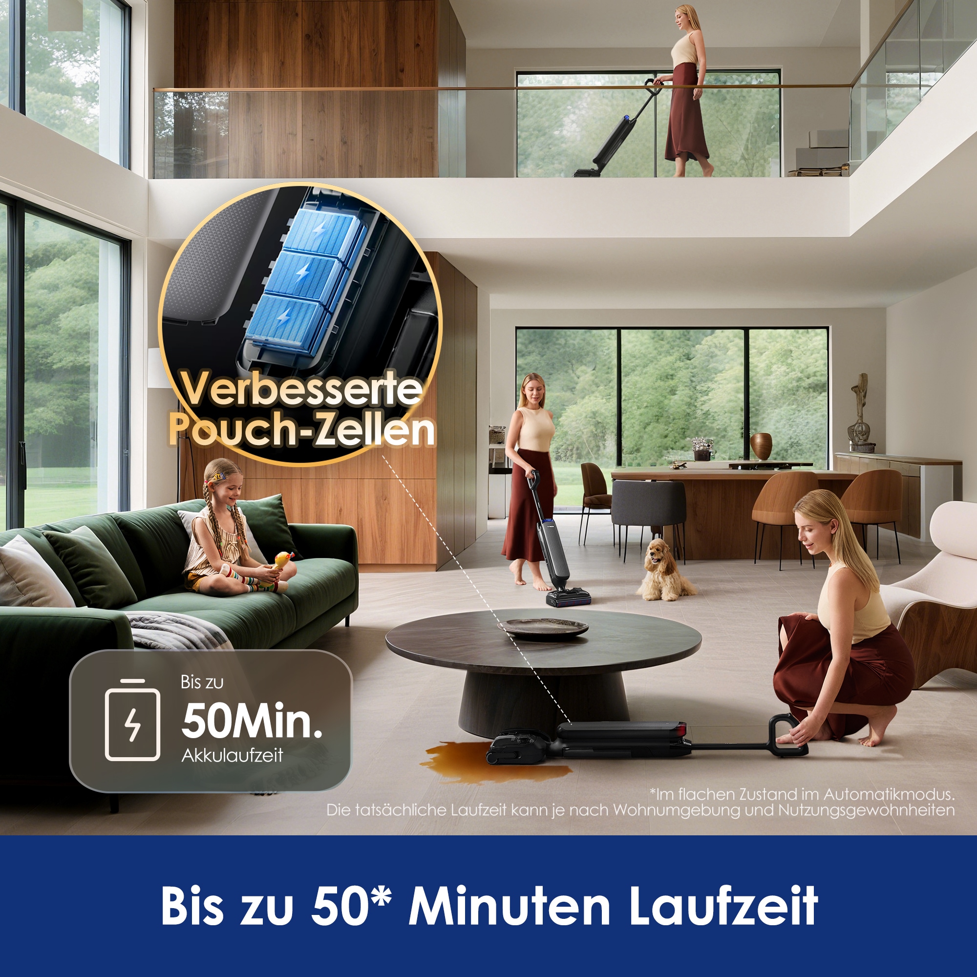 Tineco Nass-Trocken-Sauger »FLOOR ONE S7 Artist Premium, 22kpa Saugleistung« 50 Min Akku, Tierhaarfilter, Anti-Allergiker, Doppeltank