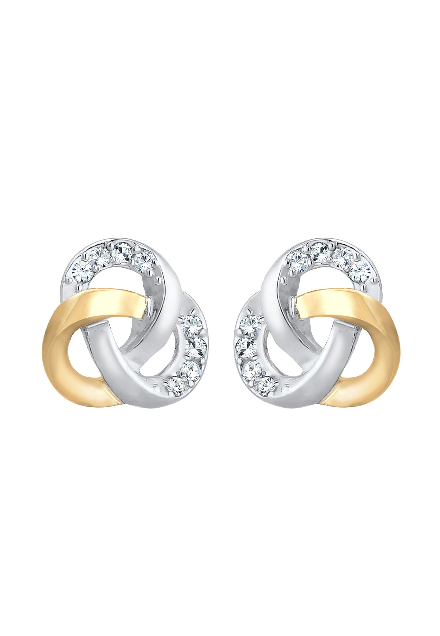 Elli Paar Ohrstecker »Ohrringe Ohrstecker Knoten Glas Kristalle 925 Sterling Silber Bicolor«
