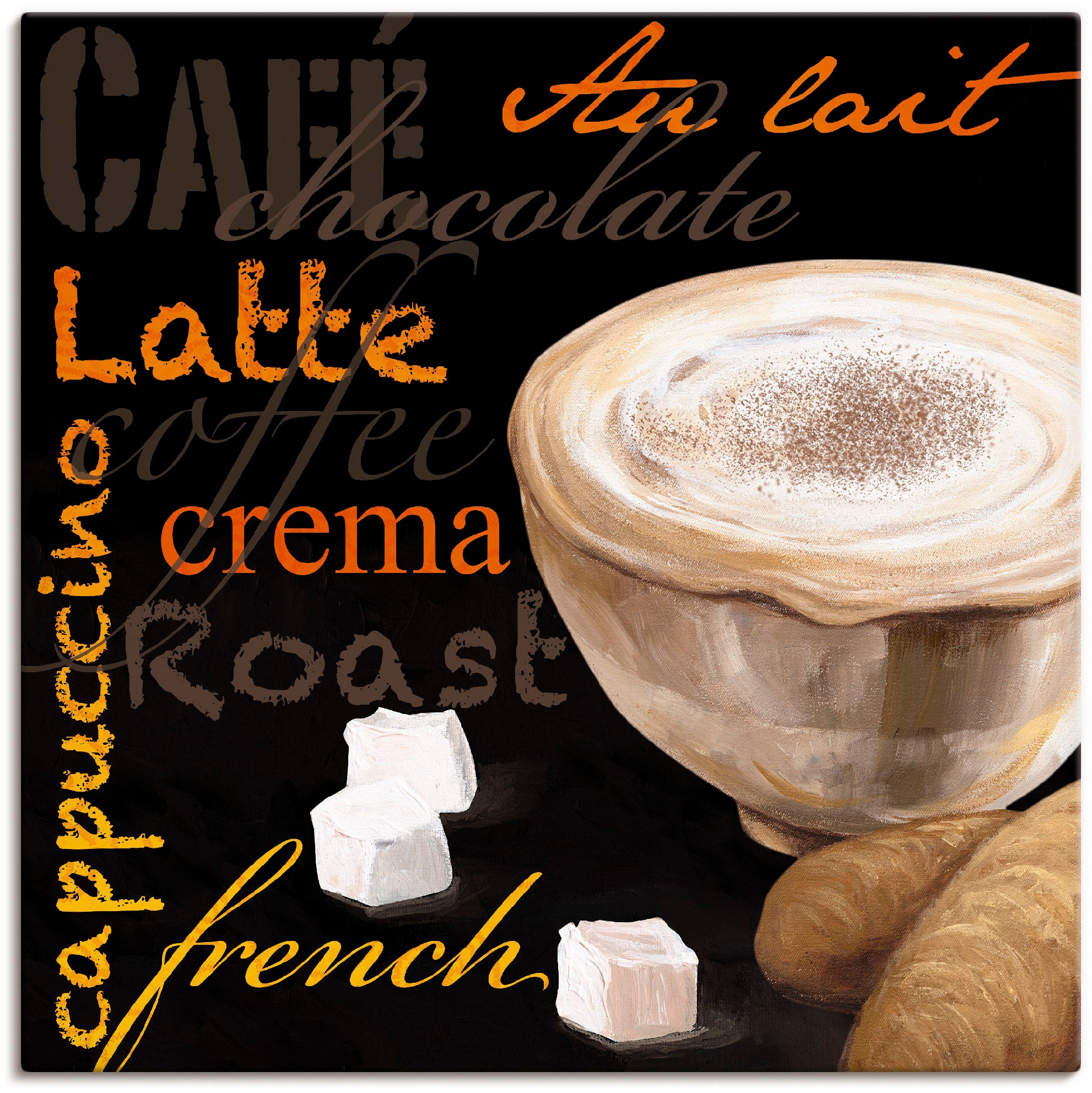 Kaffee«, kaufen St.), Bilder, in als Größen Artland »Cappuccino (1 Leinwandbild Alubild, Outdoorbild, Raten Wandbild verschied. auf Kaffee -