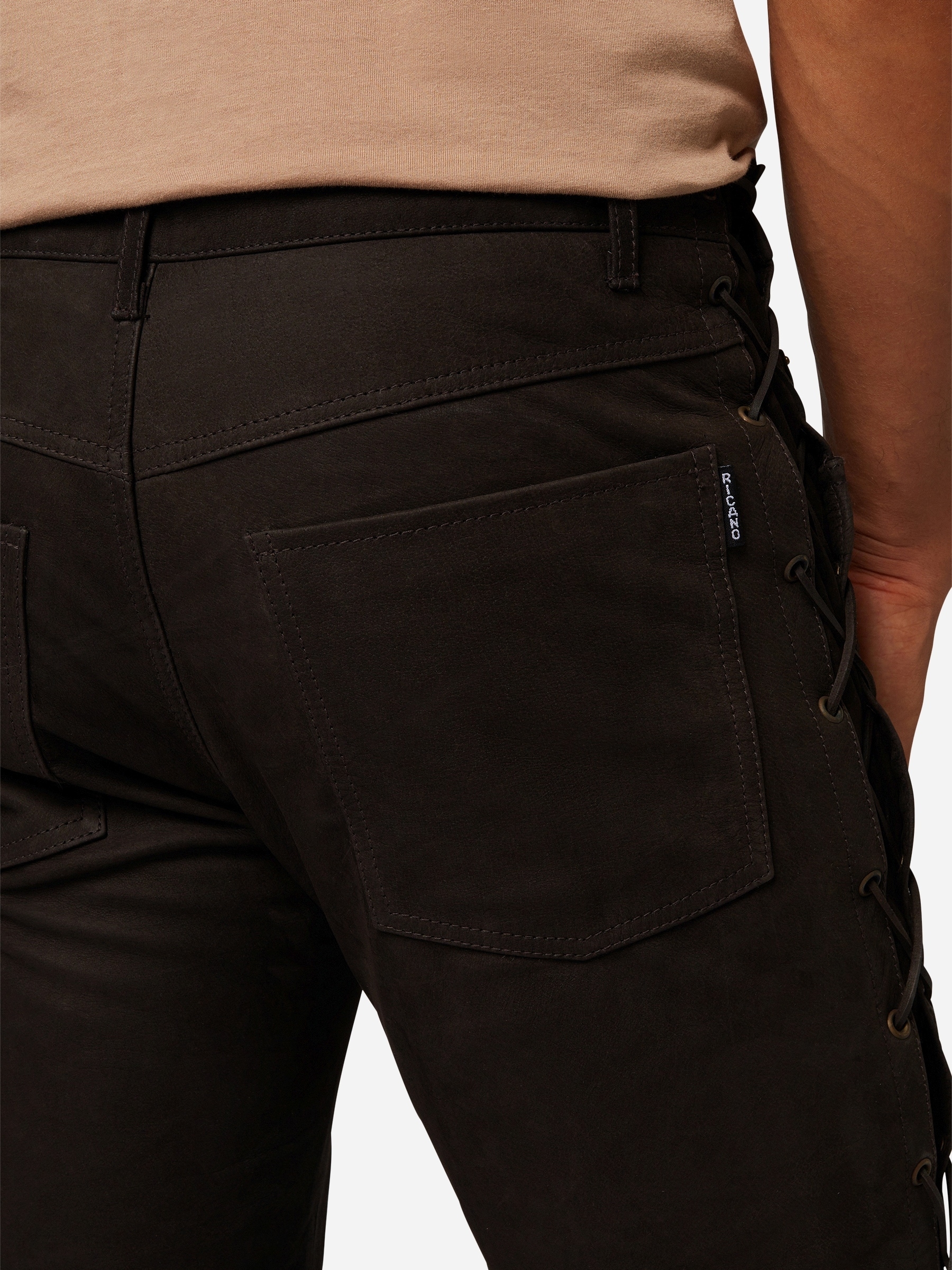 RICANO Lederhose »Lederhose S/L RT-101 (Buff Nubuk - geschnürt)«  Handgefertigt aus echtem Leder