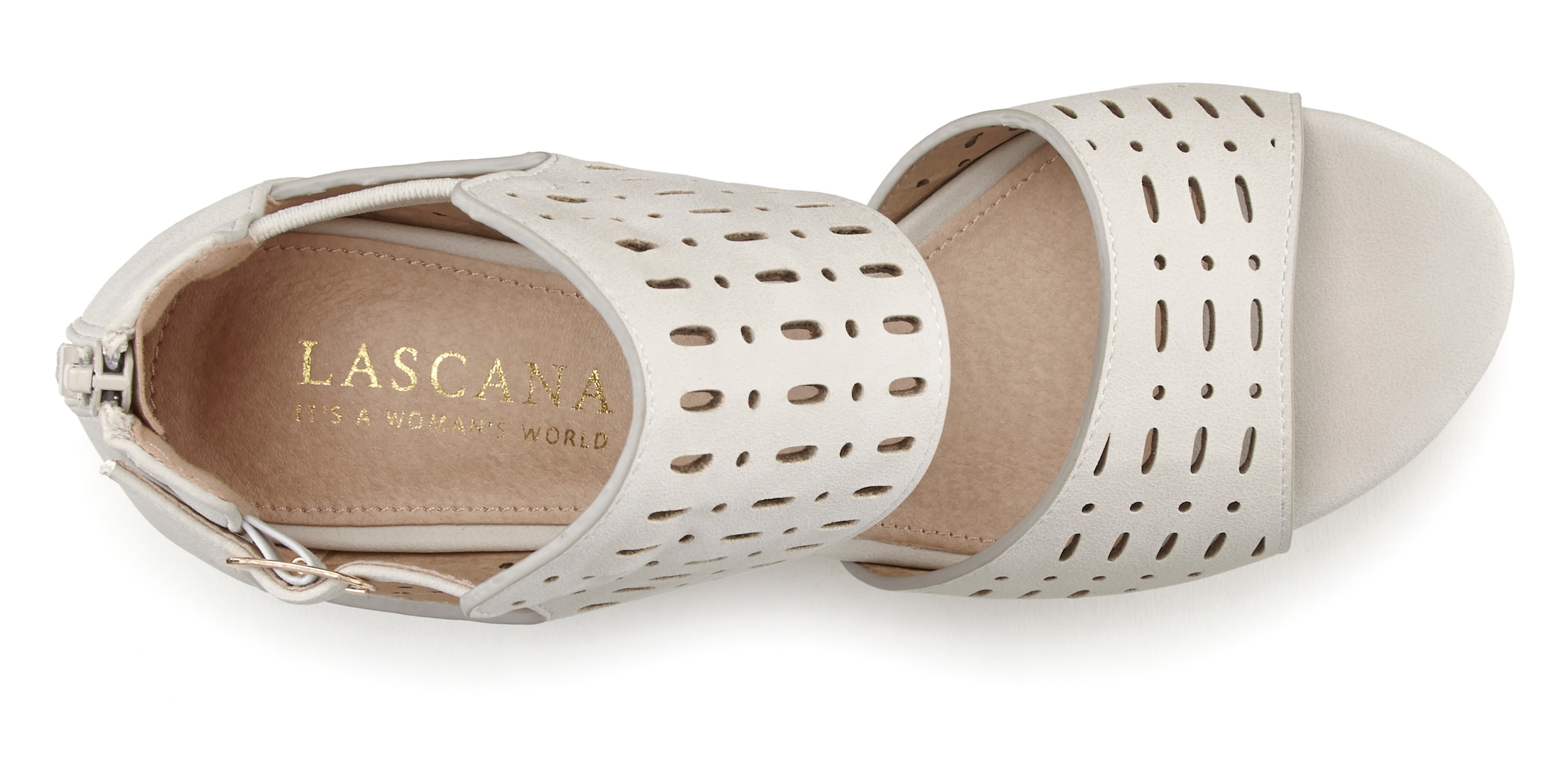LASCANA Schaftsandalette »Sommerschuh«, Sommerschuh mit Blockabsatz und Cut-Outs VEGAN