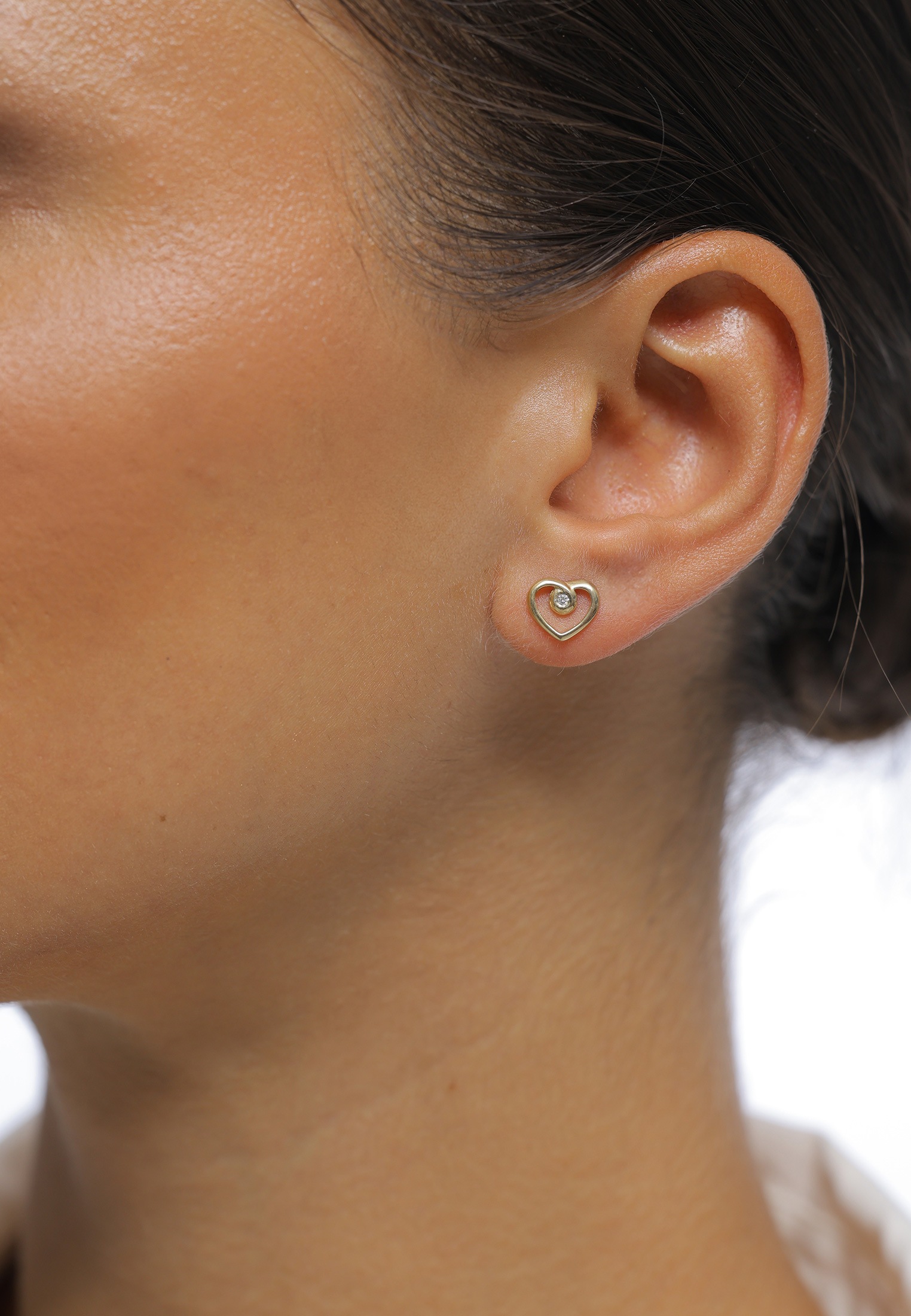 Elli DIAMONDS Paar Ohrstecker »Ohrringe Ohrstecker Herz Diamant Weiß Brillantschliff (0.03 ct) 585 Gelbgold«