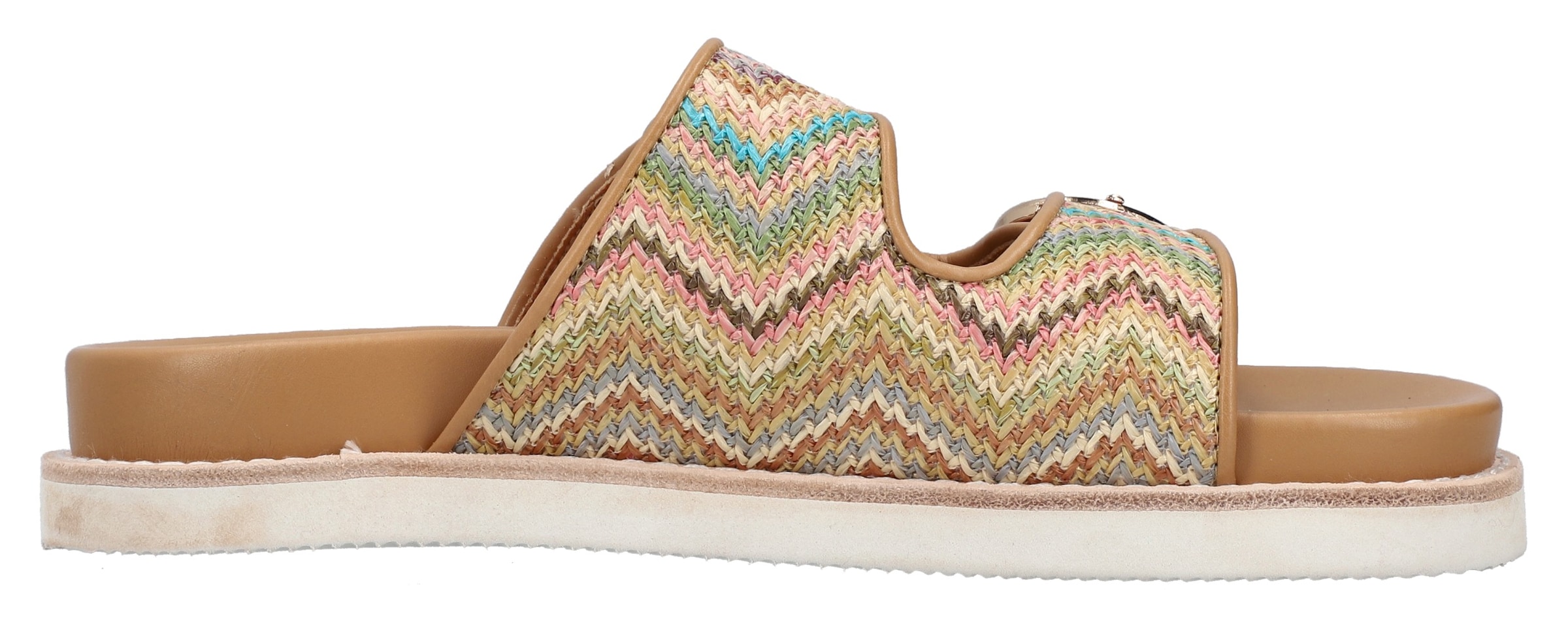 Rieker Pantolette, Sommerschuh, Strandschuh, Urlaubsschuh, Schlappen in Flecht-Optik