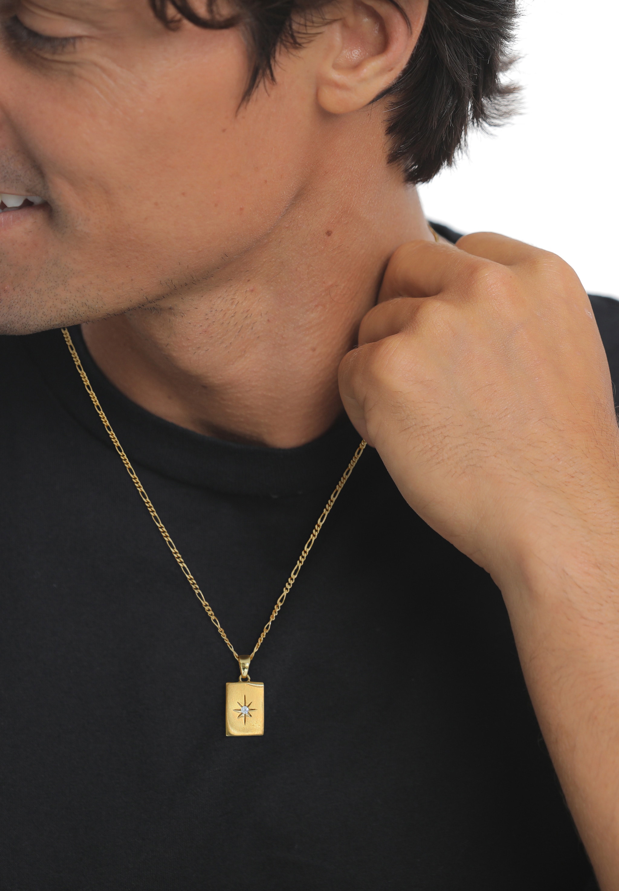 Kuzzoi Kette mit Anhänger »Halskette Topas Stern Rechteck 925 Sterling Silber vergoldet«