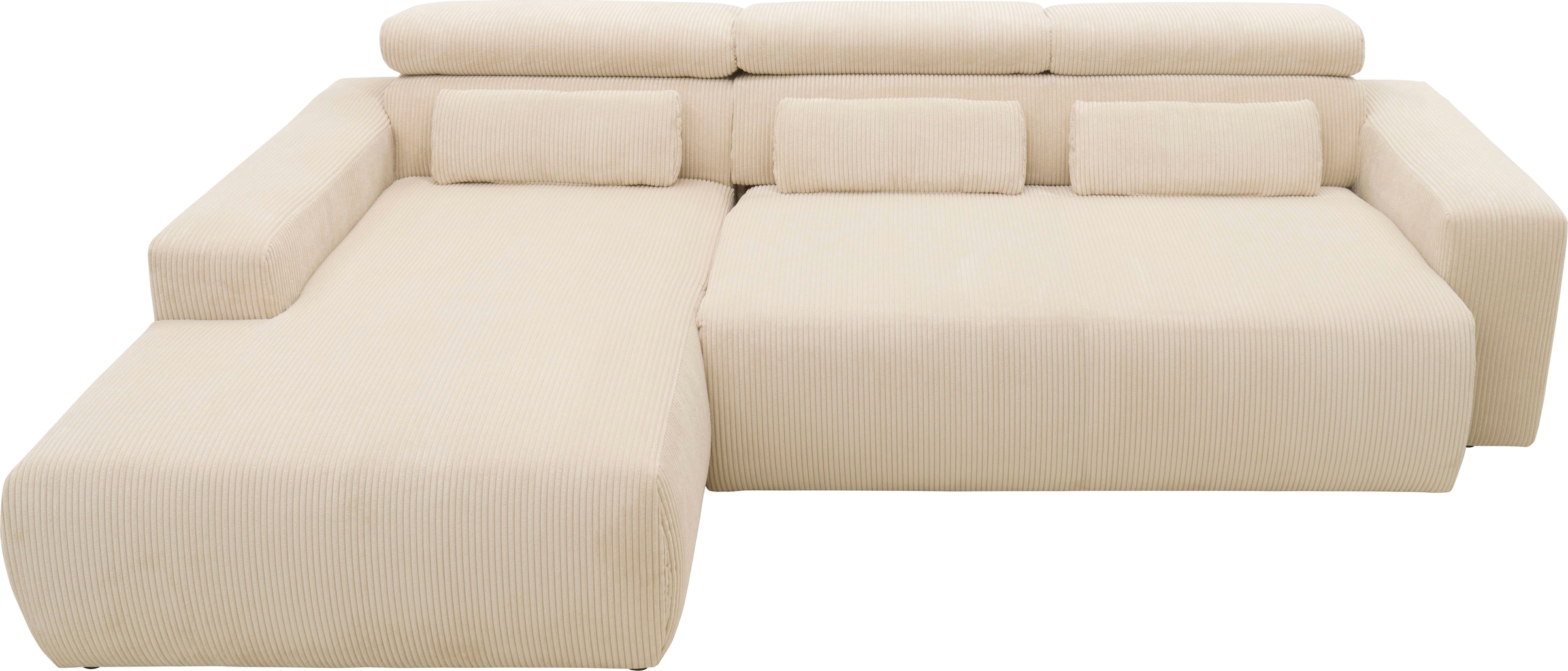 DOMO collection Ecksofa »Brandon B/T/H: 289/177/80 cm, belastbar bis 140kg/ Sitz, auch in Cord«, mit Kopfteilverstellung, wahlweise Sitztiefenverstellung, L-Form