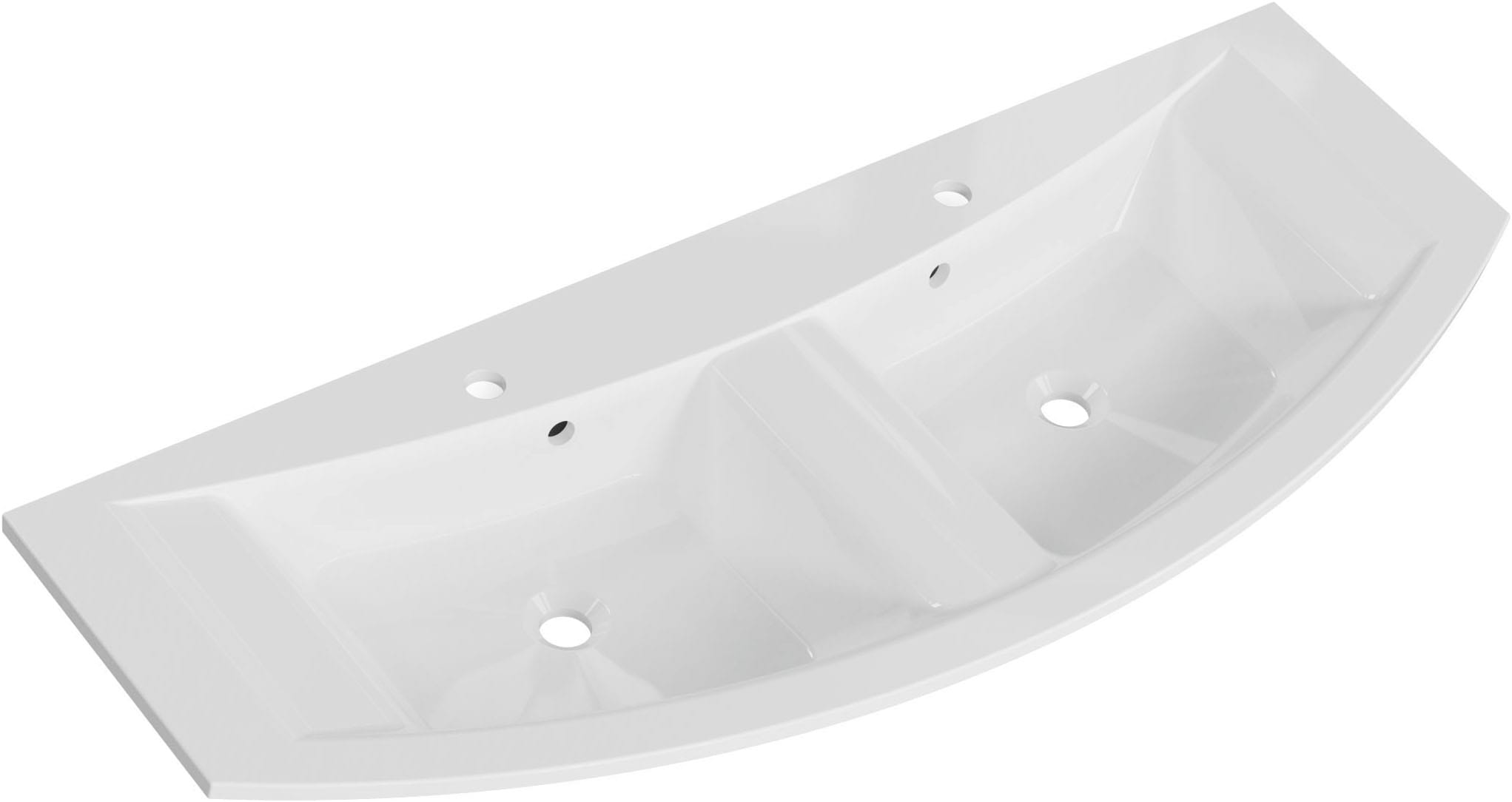 Saphir Waschtisch »Serie 7045 Mineralmarmor-Waschtisch und Unterschrank, 131 cm breit« Doppel-Waschplatz mit 4 Schubladen, Badmöbel Set mit Waschtisch