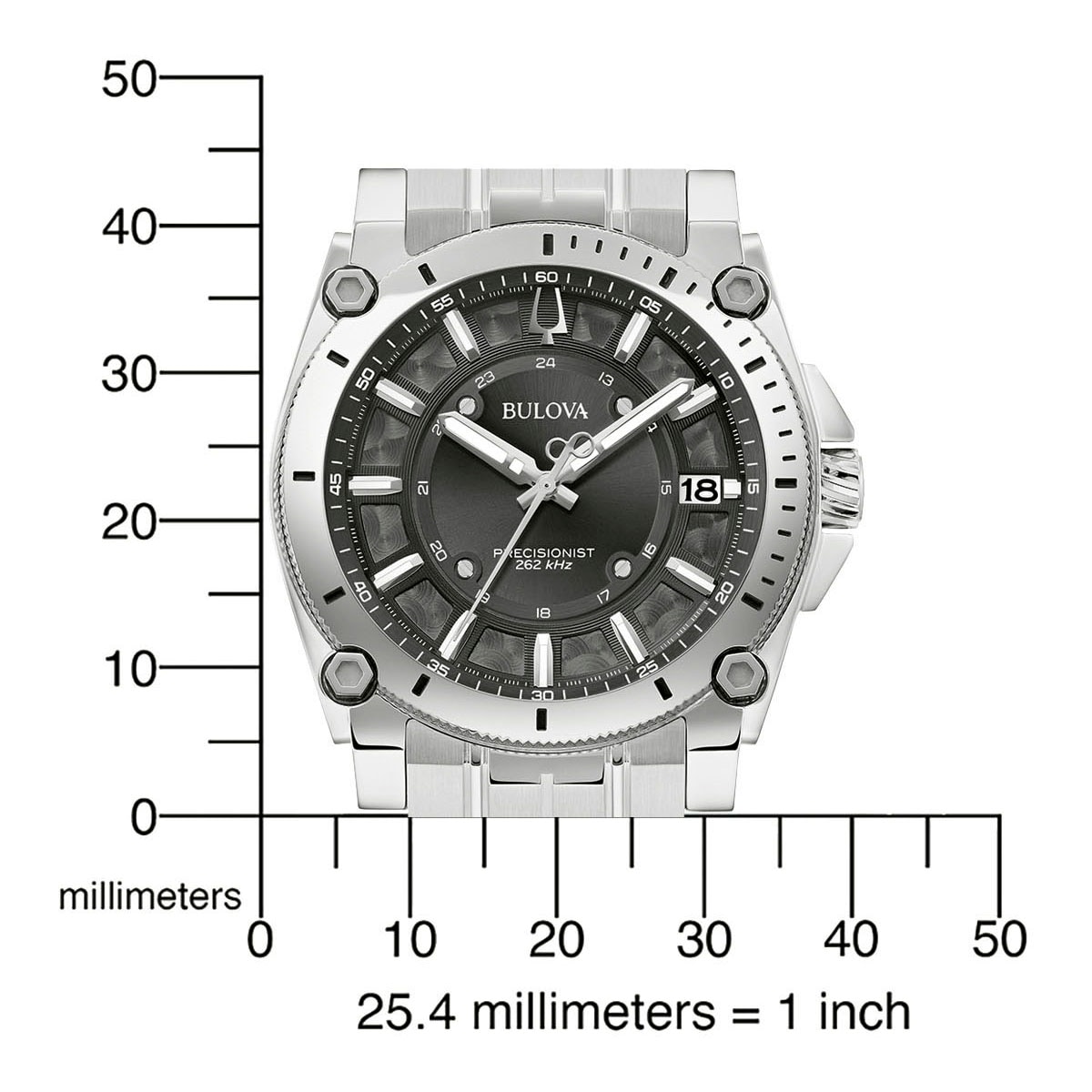 Bulova Quarzuhr, Armbanduhr, Herrenuhr, Edelstahlarmband, Saphirglas, Datum