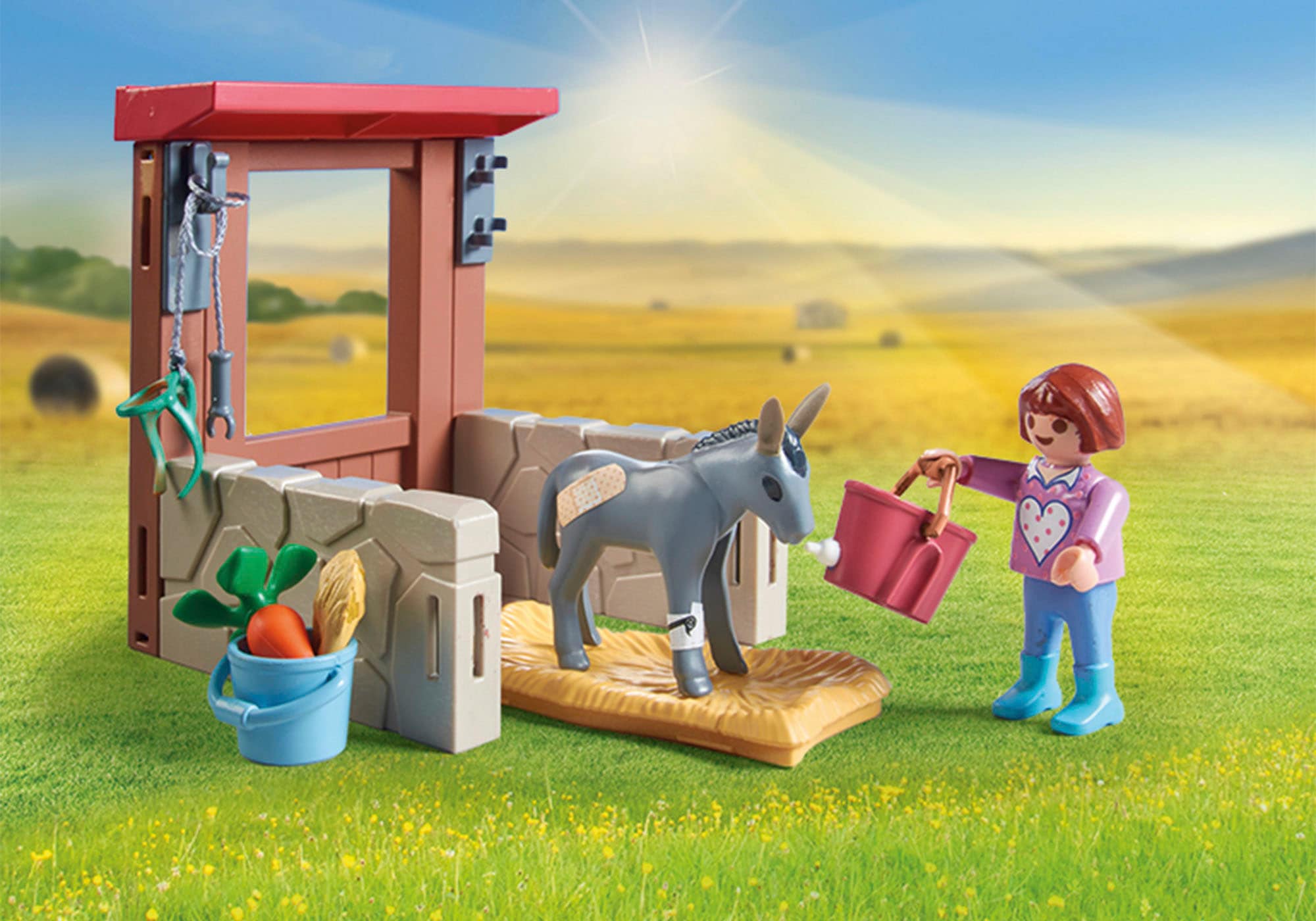 Playmobil® Konstruktions-Spielset »Tierarzteinsatz bei den Eseln (71471), Country« teilweise aus recyceltem Material; Made in Europe