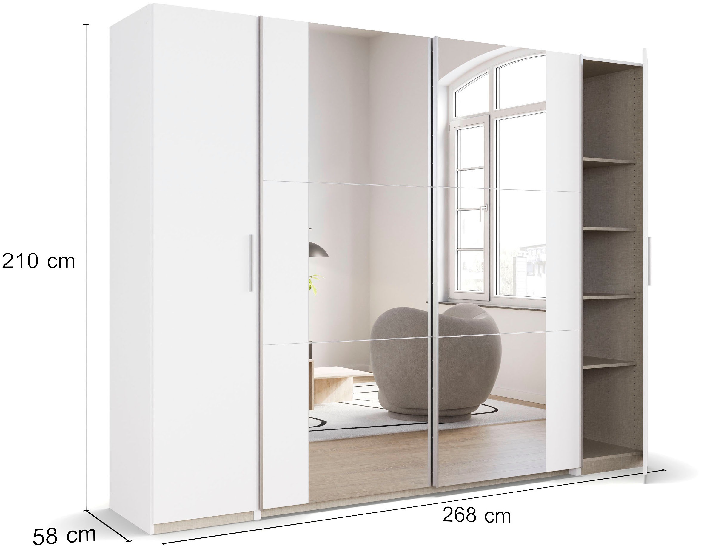 rauch Schwebetürenschrank »Kleiderschrank Drehtürenschrank Schrank Garderobe KRONACH TOPSELLER«, mit Dreh- und Schwebetüren und Spiegel, viele Böden MADE IN GERMANY