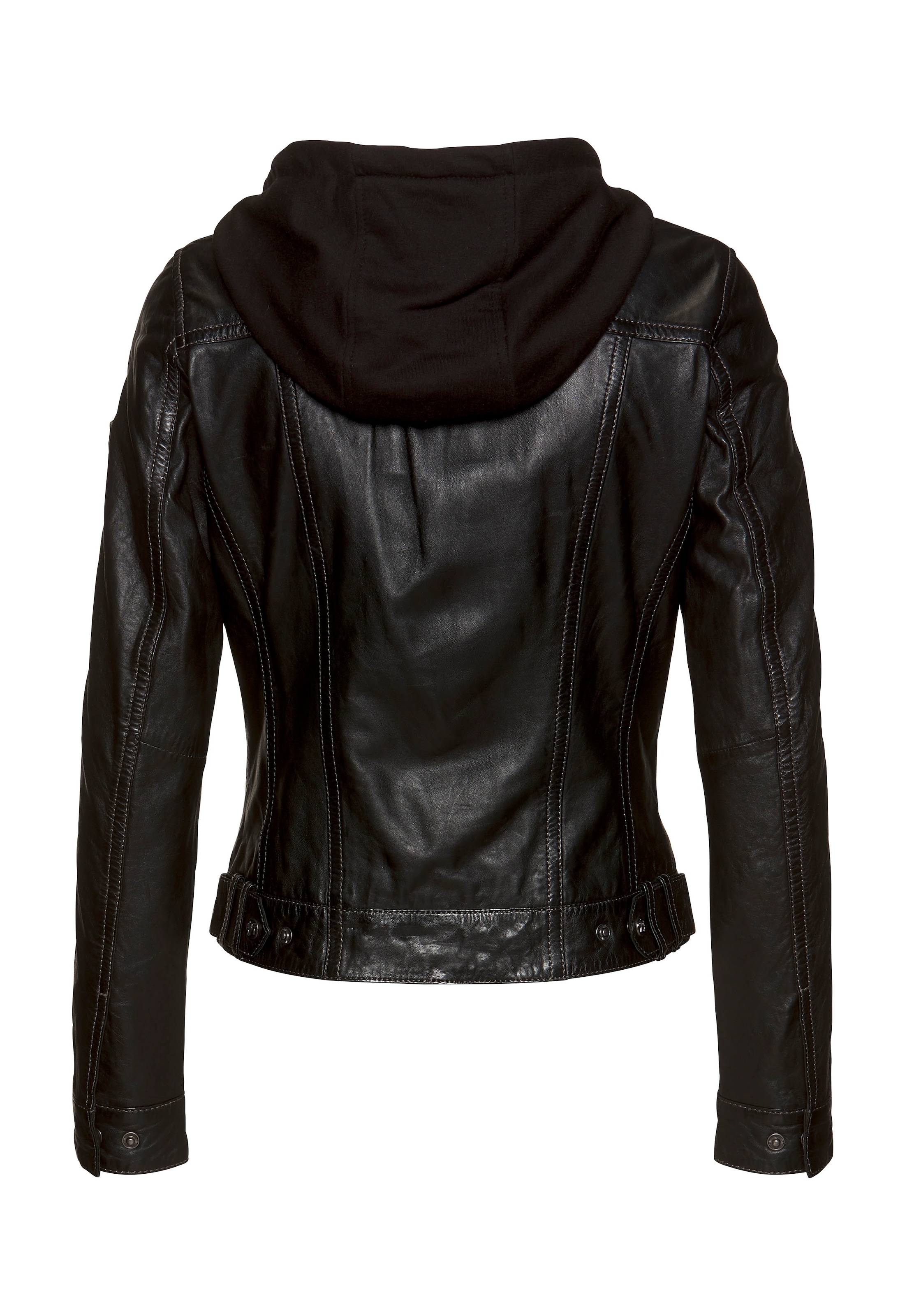 Mauritius Lederjacke »YEENIE«, mit Kapuze, im Jeansjacken-Look mit abnehmbarer Jersey-Kapuze