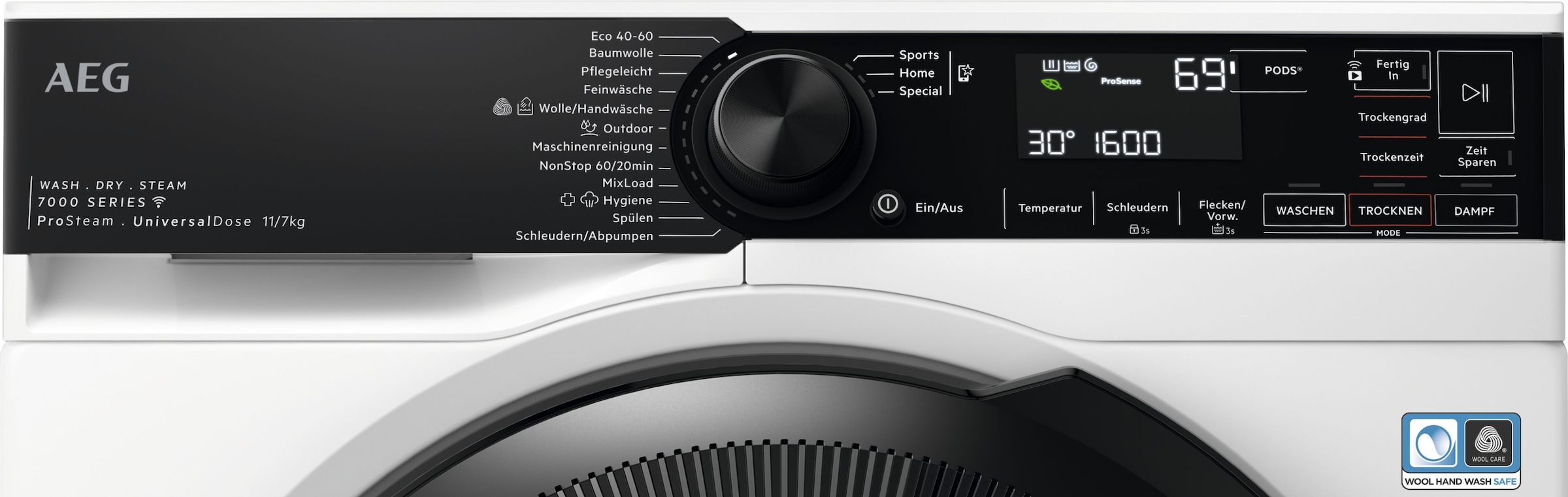 AEG Waschtrockner »LWR7E70610« 7000 ProSteam® 11 kg /7 kg 76 dB(A) UniversalDose: löst PODS®/Caps 60 % schneller auf für beste Reingung