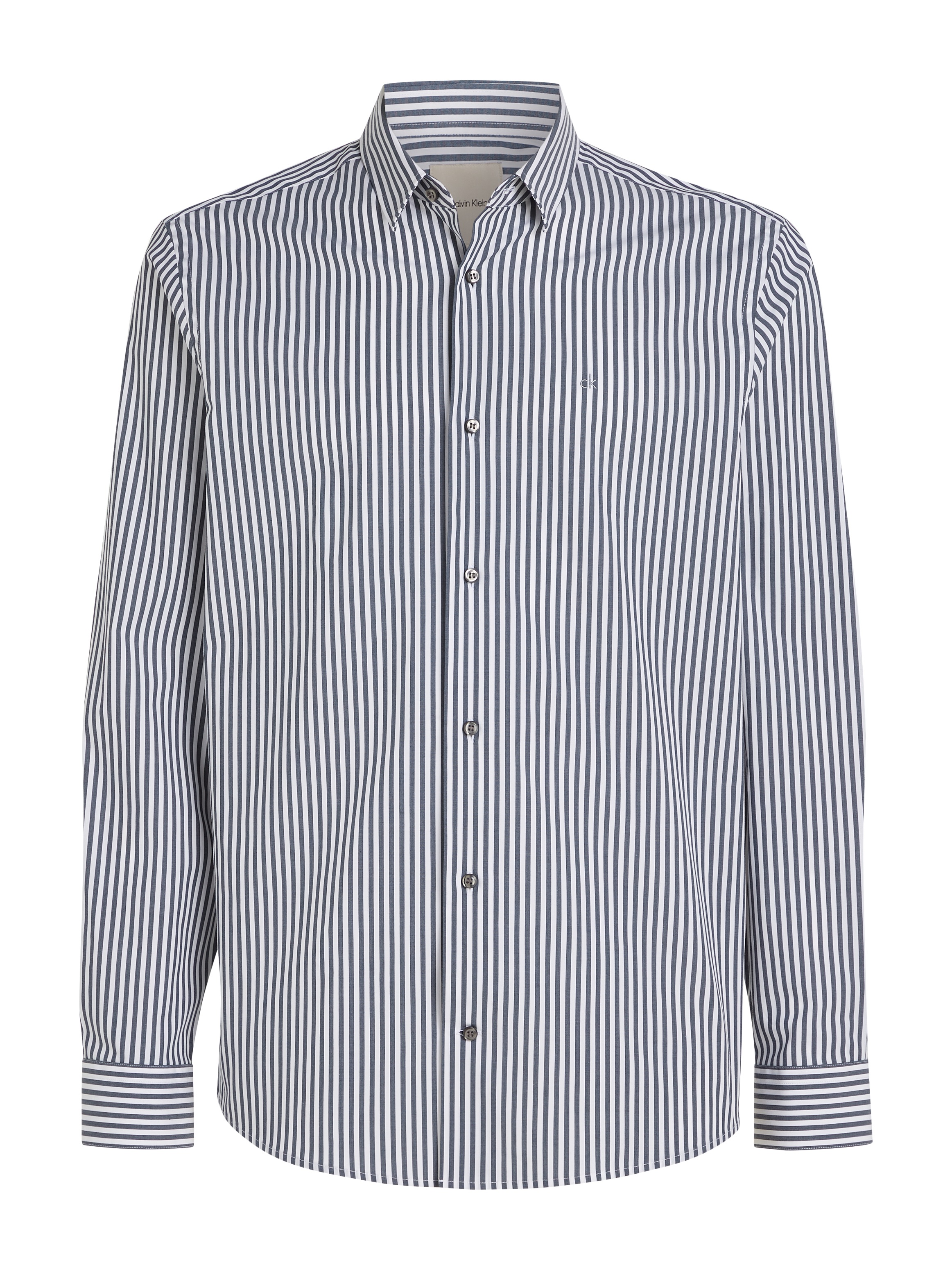 Calvin Klein Langarmhemd »POPLIN STRETCH STRIPE SHIRT«, mit Streifenmuster und Logostickerei