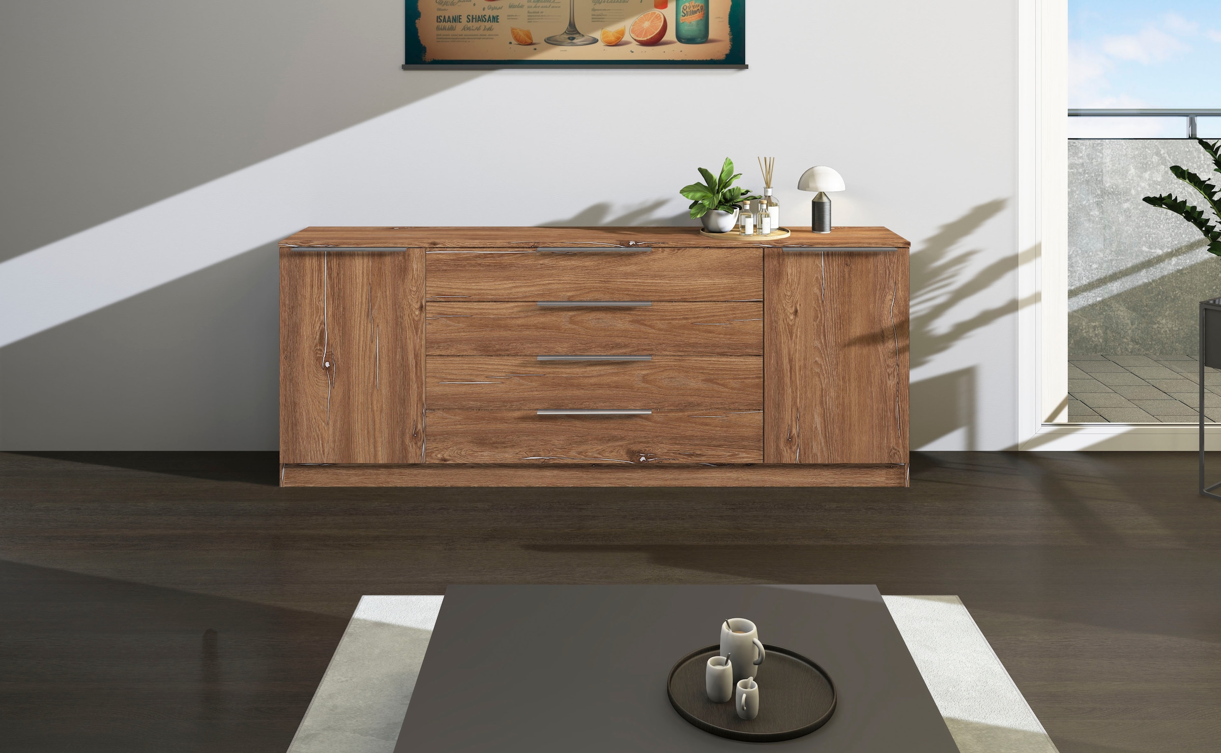 borchardt Möbel Kommode »Oliva, Kommode mit Metallgriffen« Breite 200 cm, mit 4 Schubkästen