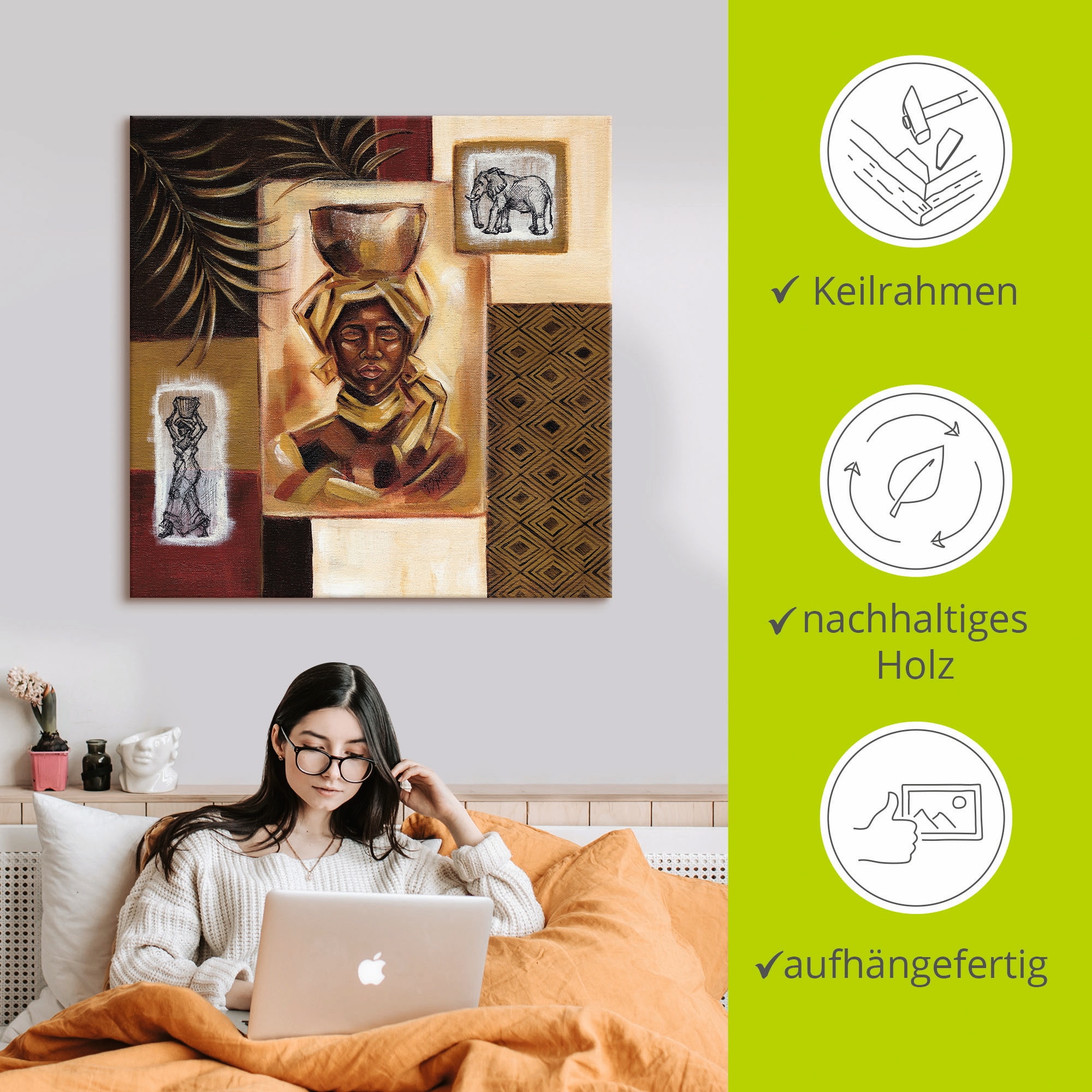 Artland Leinwandbild »Aus Afrika I« Frau 1 Stk. tlg. auf Keilrahmen gespannt