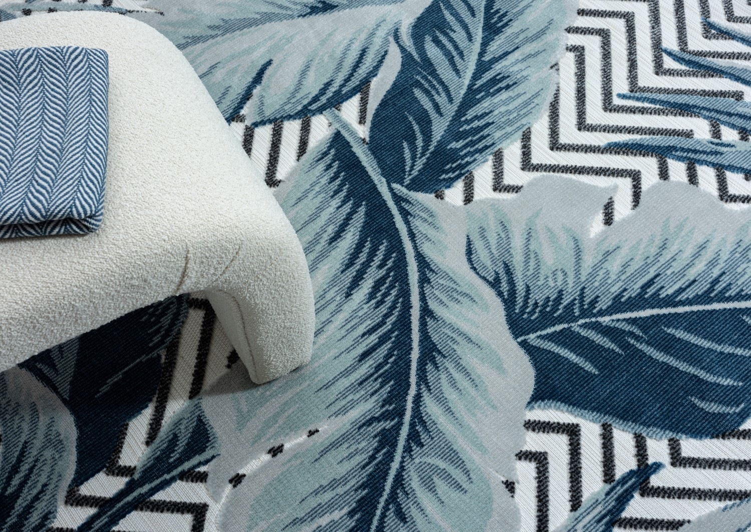 Myflair Möbel & Accessoires Teppich »Tiki Lagerräumung«, rechteckig, 8 mm Höhe, Blätter Motiv, Hoch-Tief Effekt, Outdoor geeignet, Balkon, Terrasse