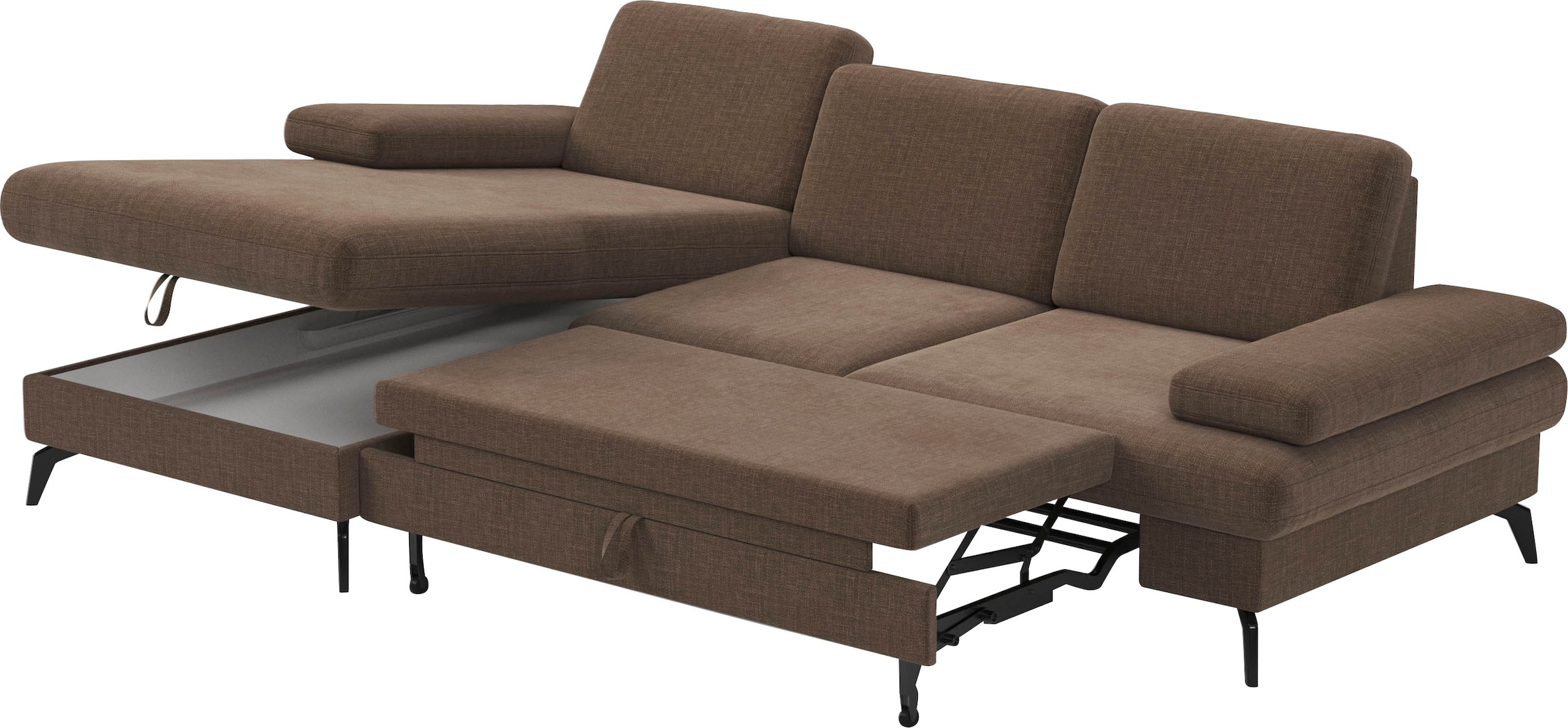 sit&more Ecksofa »Morris L-Form, inkl. Sitztiefenverstellung«, wahlweise mit Armteilverstellung, Bettfunktion & Bettkasten
