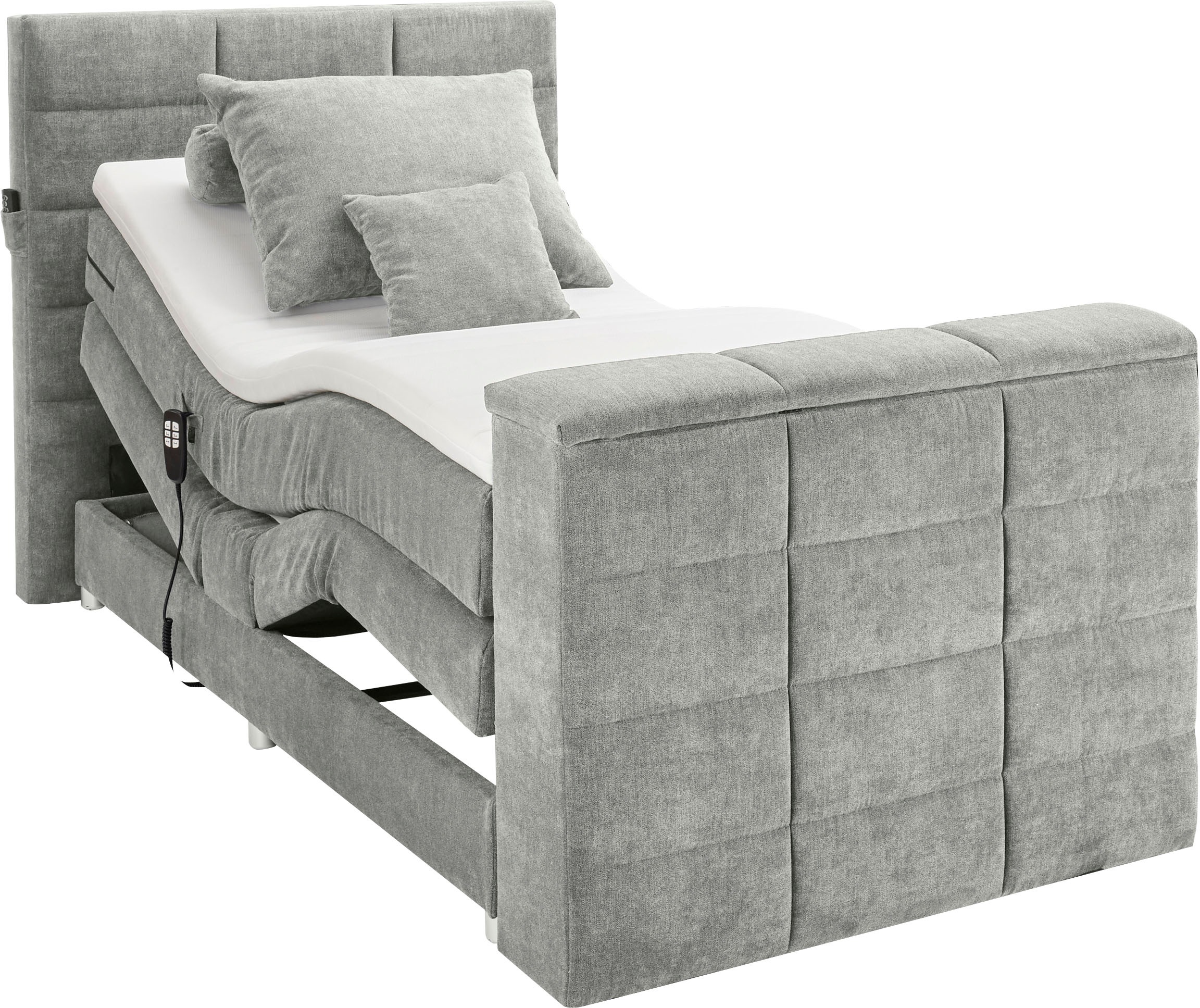 ED EXCITING DESIGN Boxspringbett »Denver«, inkl. Motorverstellung, Duo-Matratze, Topper, und motorisierter TV-Halterung bis 40 Zoll