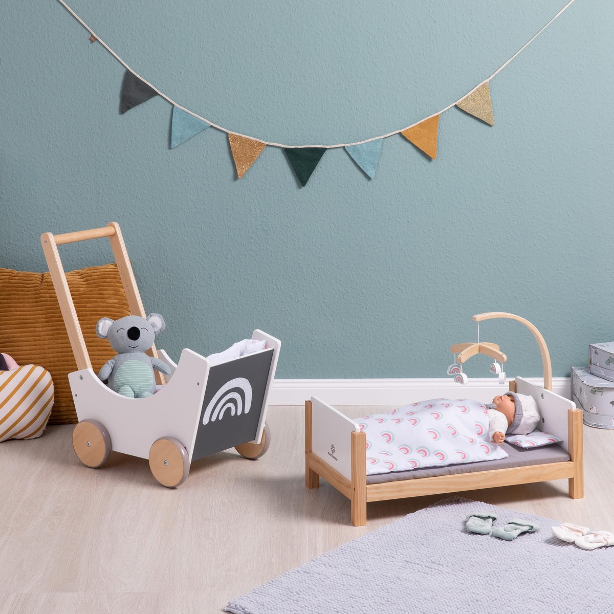 MUSTERKIND® Puppenwagen »Barlia, weiß/natur«