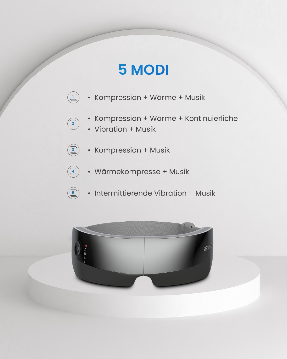 Renpho Gesichtsmassagegerät »Eyeris View« Luftdruck, Wärme, Vibration, Sichtfenster, 5 Modi, Bluetooth, Akku