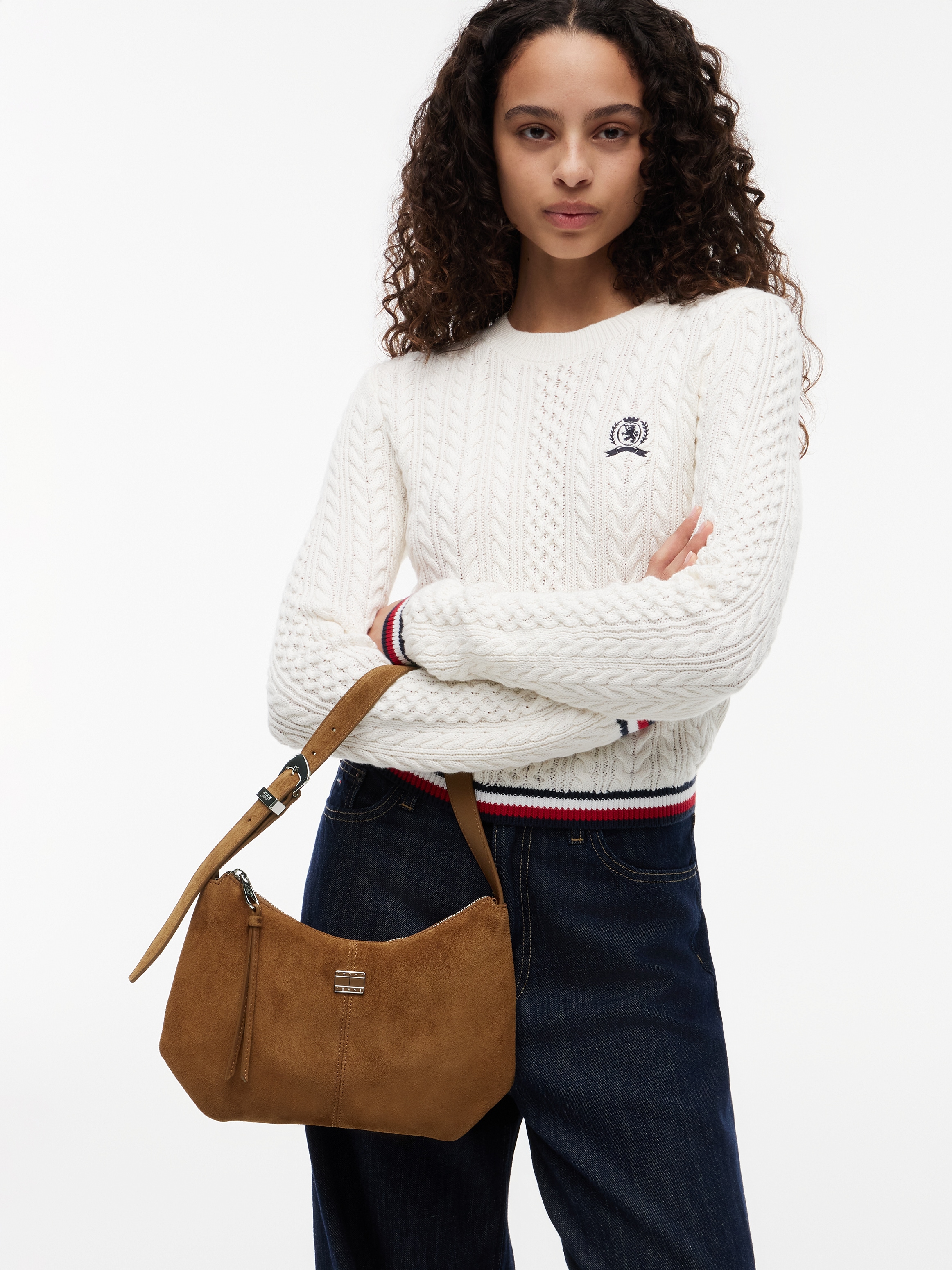 Tommy Jeans Schultertasche »TJW SLOUCHY SUEDE SHOULDER BAG« Tragetasche, Schultertasche, Handtasche mit Ziernaht