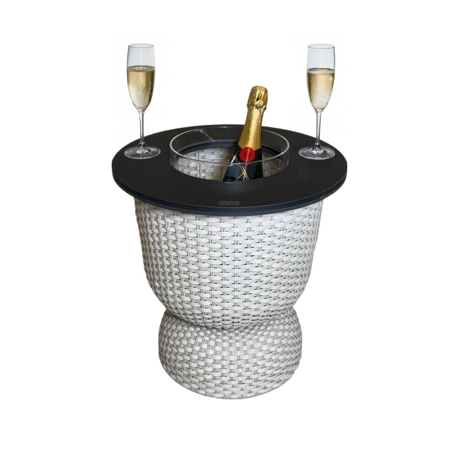 COOTAB Cooler Table Beistelltisch »3-in-1 Loungetisch mit Acryl-Kühler Paris 43 cm« 1 Stk. tlg. Wetterfest, Pflegeleicht, Hitzebeständig