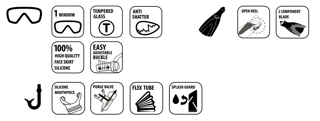 Schildkröt Tauchset »Schildkröt Schnorchel Set CAYMAN türkis - 3-teilig«