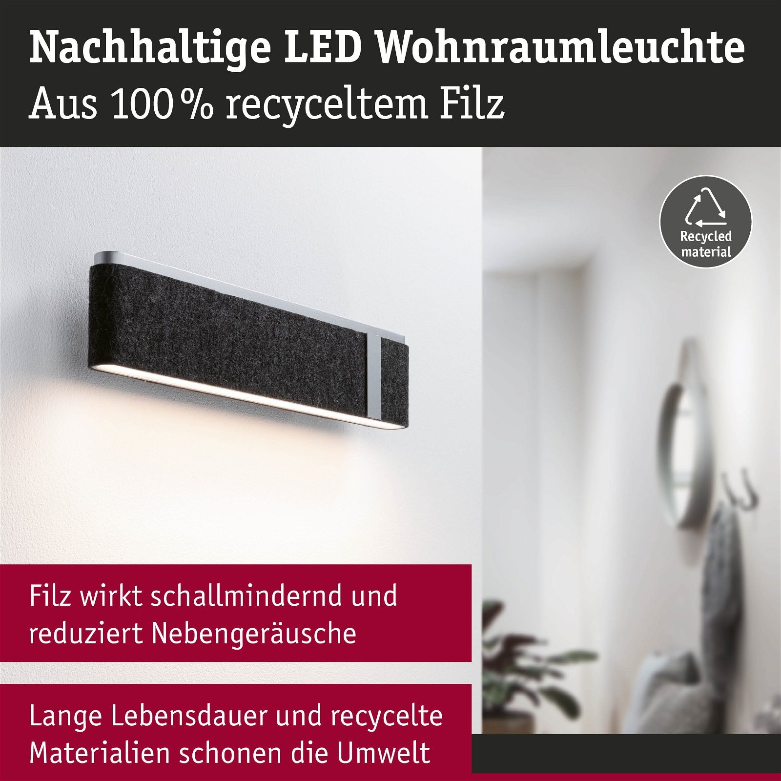 Paulmann LED Wandleuchte »Jagun 2700K 1250lm 230V 18W Anthrazit«, 1 flammig, 3-Step-Dim