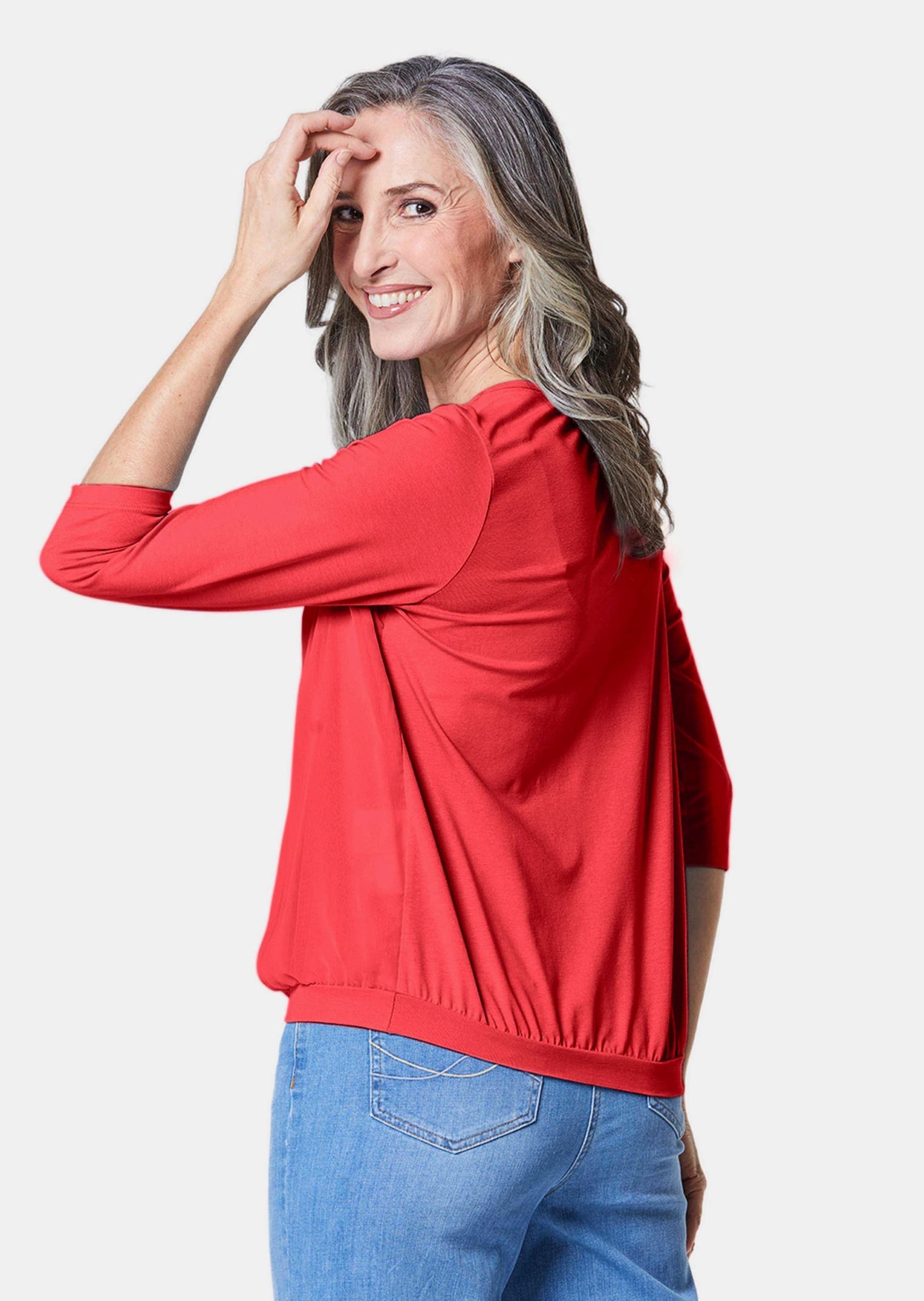 GOLDNER Kurzarmbluse »Chiffon-Shirt mit 3/4-Arm, Rundhals« keine/nicht relevant