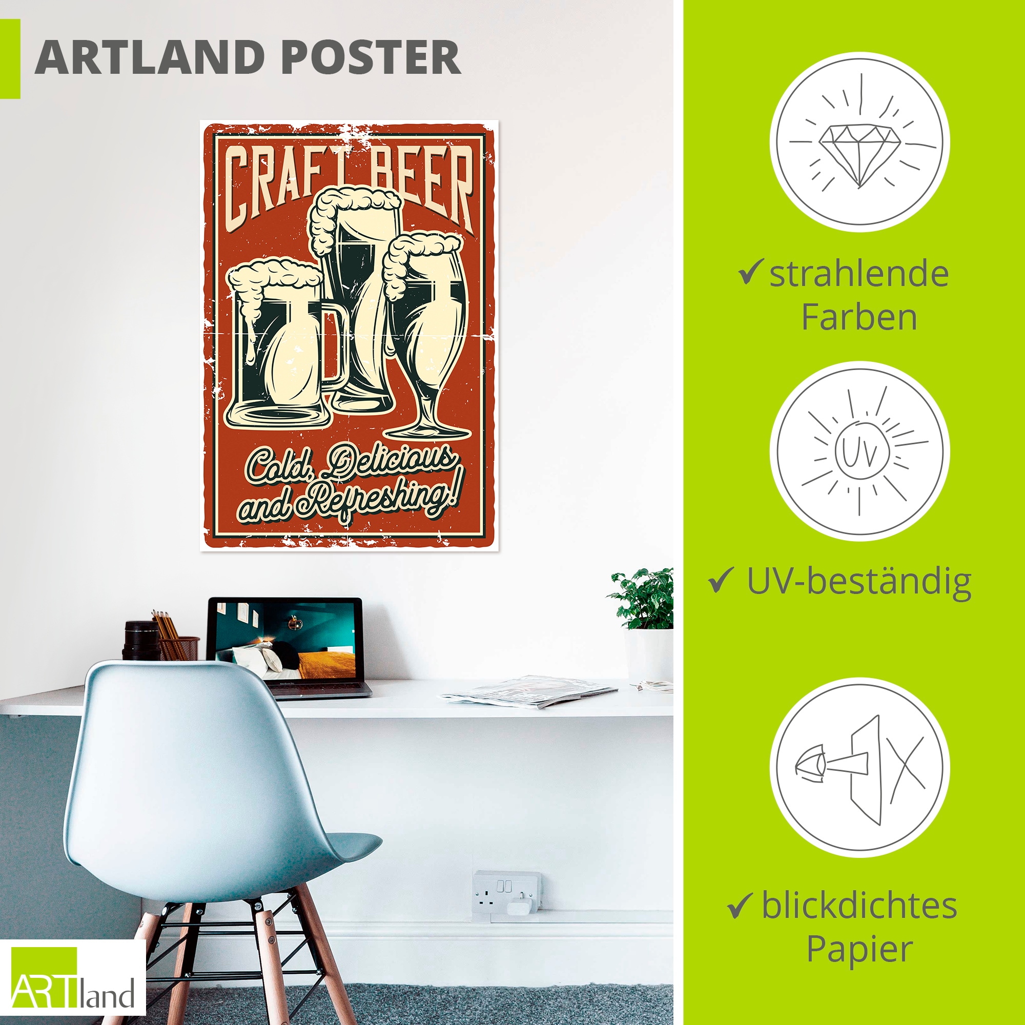 Artland Wandbild »Craft Beer« 1 Stk. tlg. als Alubild, Leinwandbild, Poster, Wandaufkleber in verschied. Größen