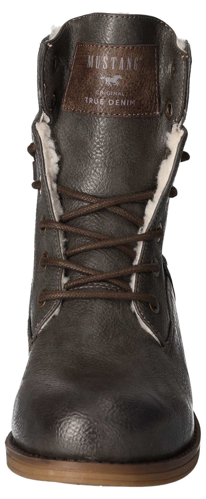 Mustang Shoes Winterboots, Blockabsatz, Winterstiefelette, Schnürboots mit Nieten besetzt