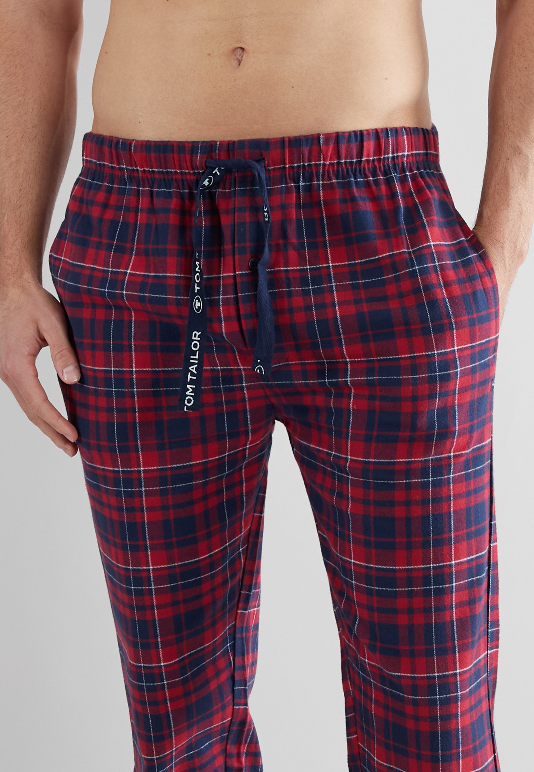 TOM TAILOR Pyjamahose, mit Logo-Bindeband und Knopfleiste