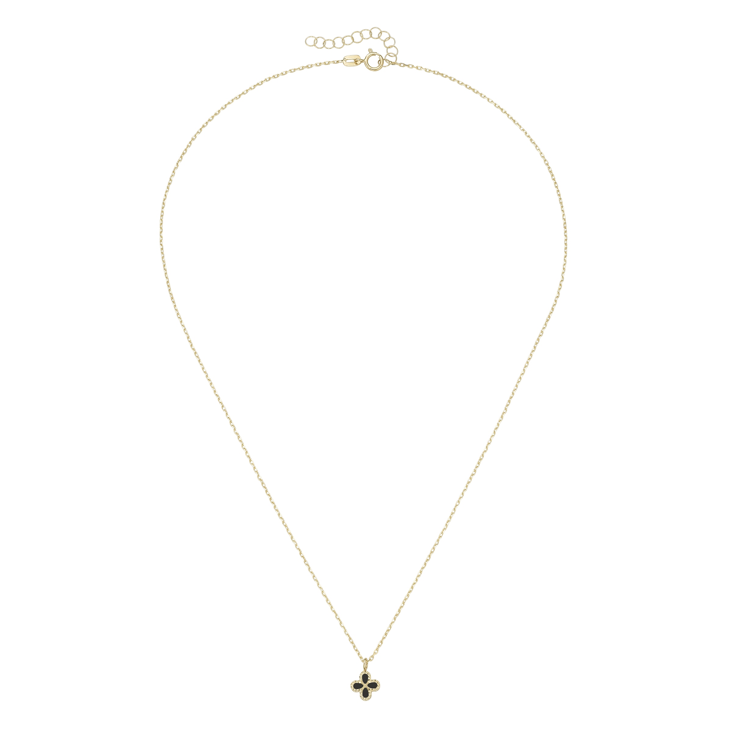 Luigi Merano Goldkette »Kette Anhänger-Blüte mit Onyx- oder Perlmutt-Einlage, Gold 375«