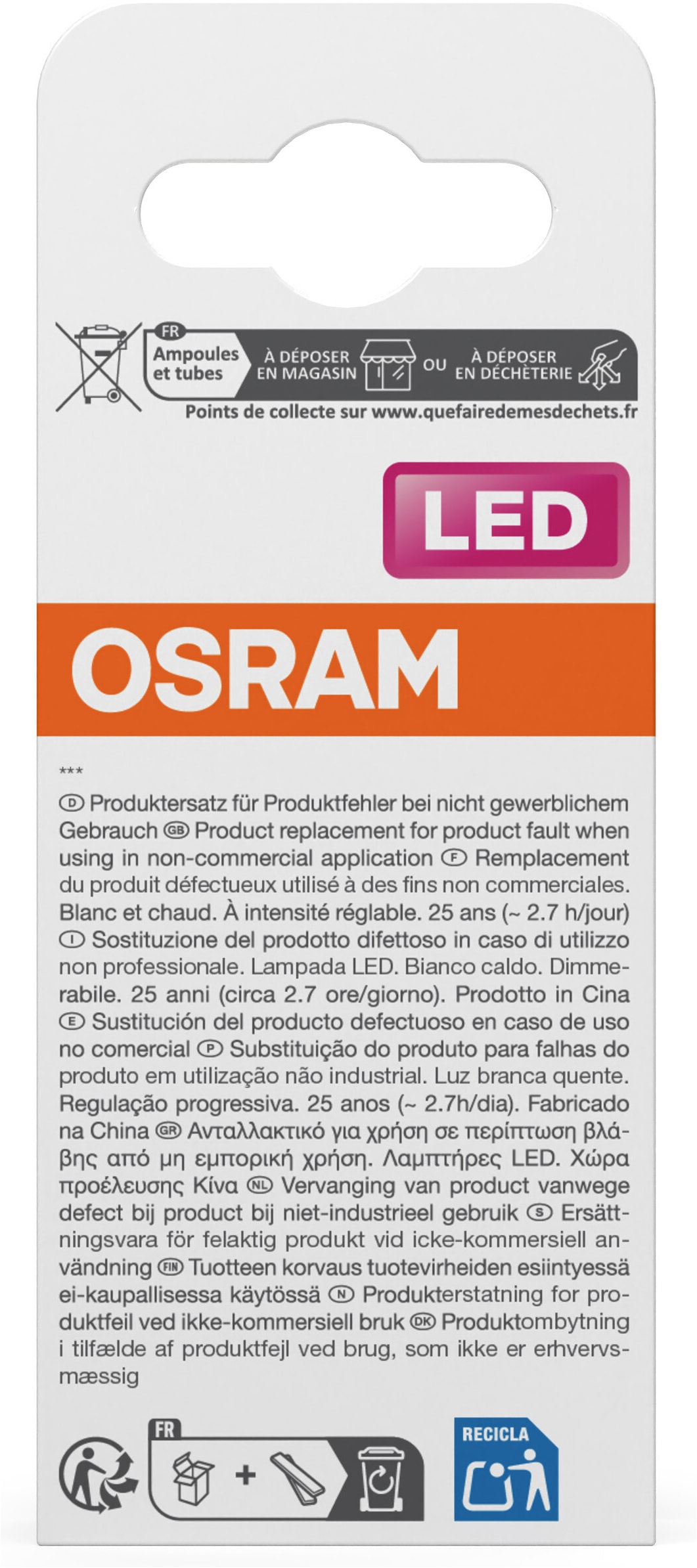 Osram LED-Leuchtmittel »LED Retrofit CLASSIC P-Form« E14 1 Stk. Warmweiß