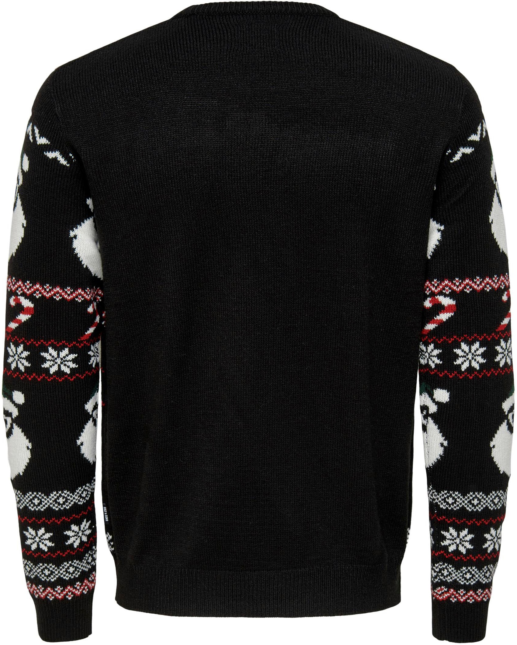 ONLY & SONS Rundhalspullover »ONSXMAS SANTA JAQ REG CREW KNIT 3994«