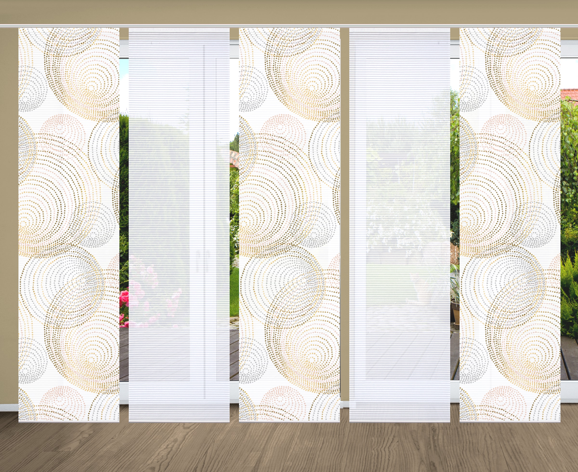 HOME in green Schiebegardine »SPIRO« Paneelwagen 5 Stk. tlg. SET DIGITALDRUCK,BAMBUSOPTIK RECYCELT