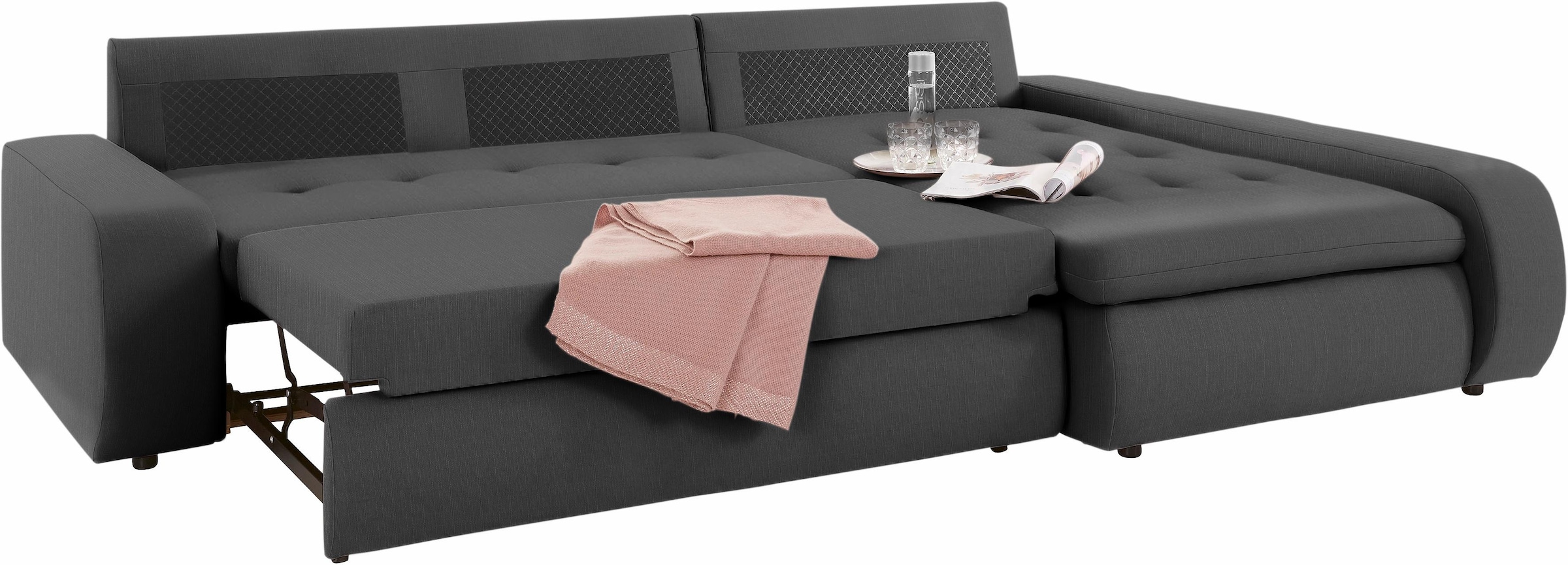 TRENDMANUFAKTUR Ecksofa »Indie II, tolle Detailverarbeitung, bequem und komfortabel im Sitz«, XL und XXL, wahlweise mit Bettfunktion, L-Form