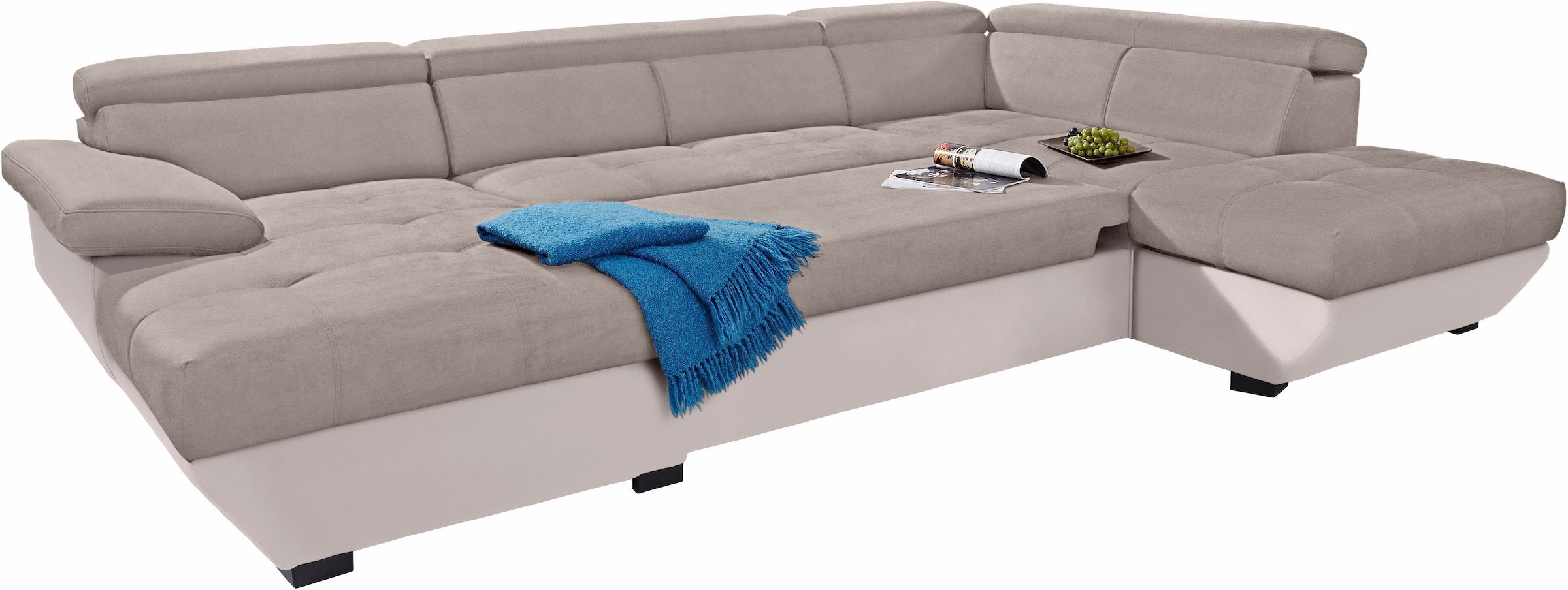 COTTA Polstergarnitur »Speedway U-Form«, (Set), Set bestehend aus: Wohnlandschaft mit Kopfteilverstellung & Hocker