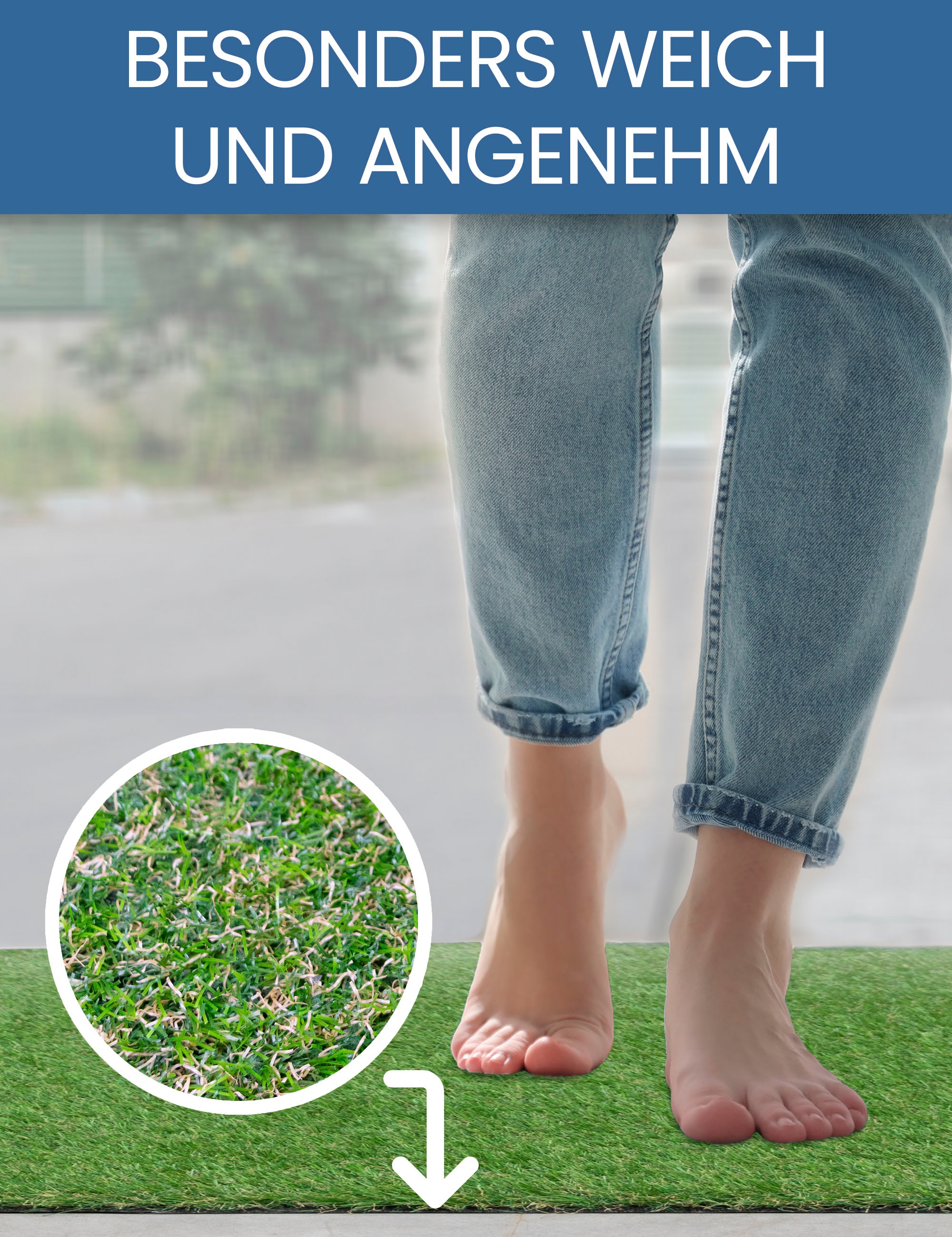 Primaflor-Ideen in Textil Kunstrasen »WOODLAND«, rechteckig, 29 mm Höhe, natürliche Optik, mit Drainagefunktion, ideal für Balkon & Terrasse