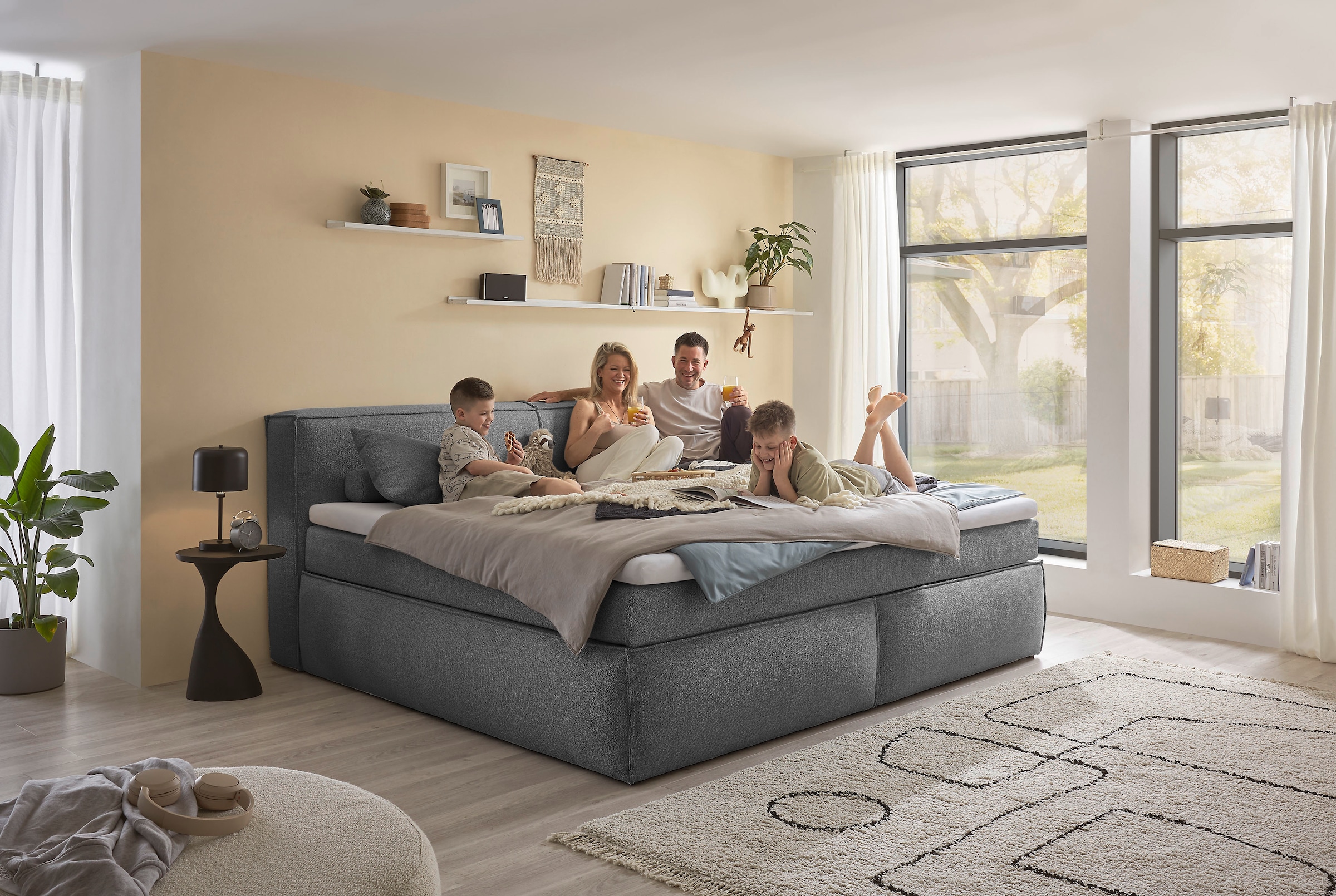 ED EXCITING DESIGN Boxspringbett »Sandon, Familienbett erhältlich in der Größe 240x200cm« in verschiedenen Farben erhältlich