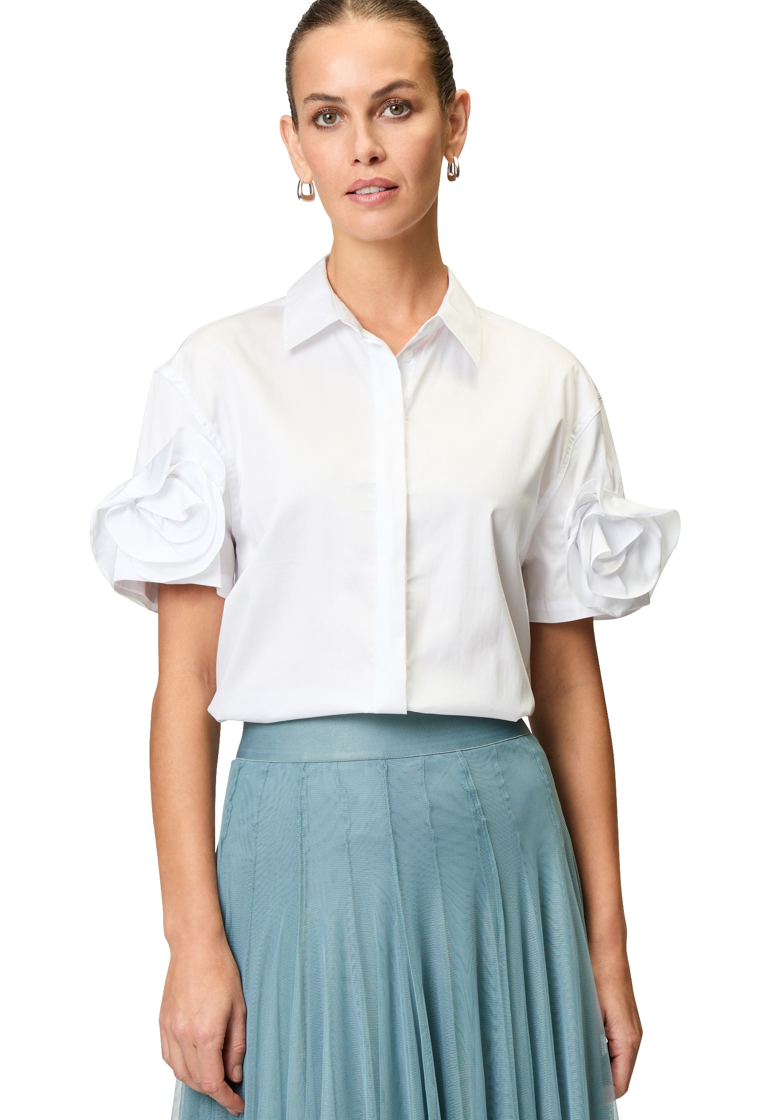 Zero Klassische Bluse »Bluse mit Stoffblume am Ärmel«