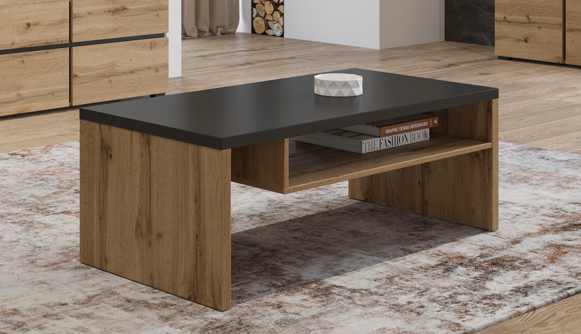 INOSIGN Couchtisch »Cross, Breite 120 cm, moderner Sofatisch für Wohnzimmer«, Tisch mit offenem Fachboden