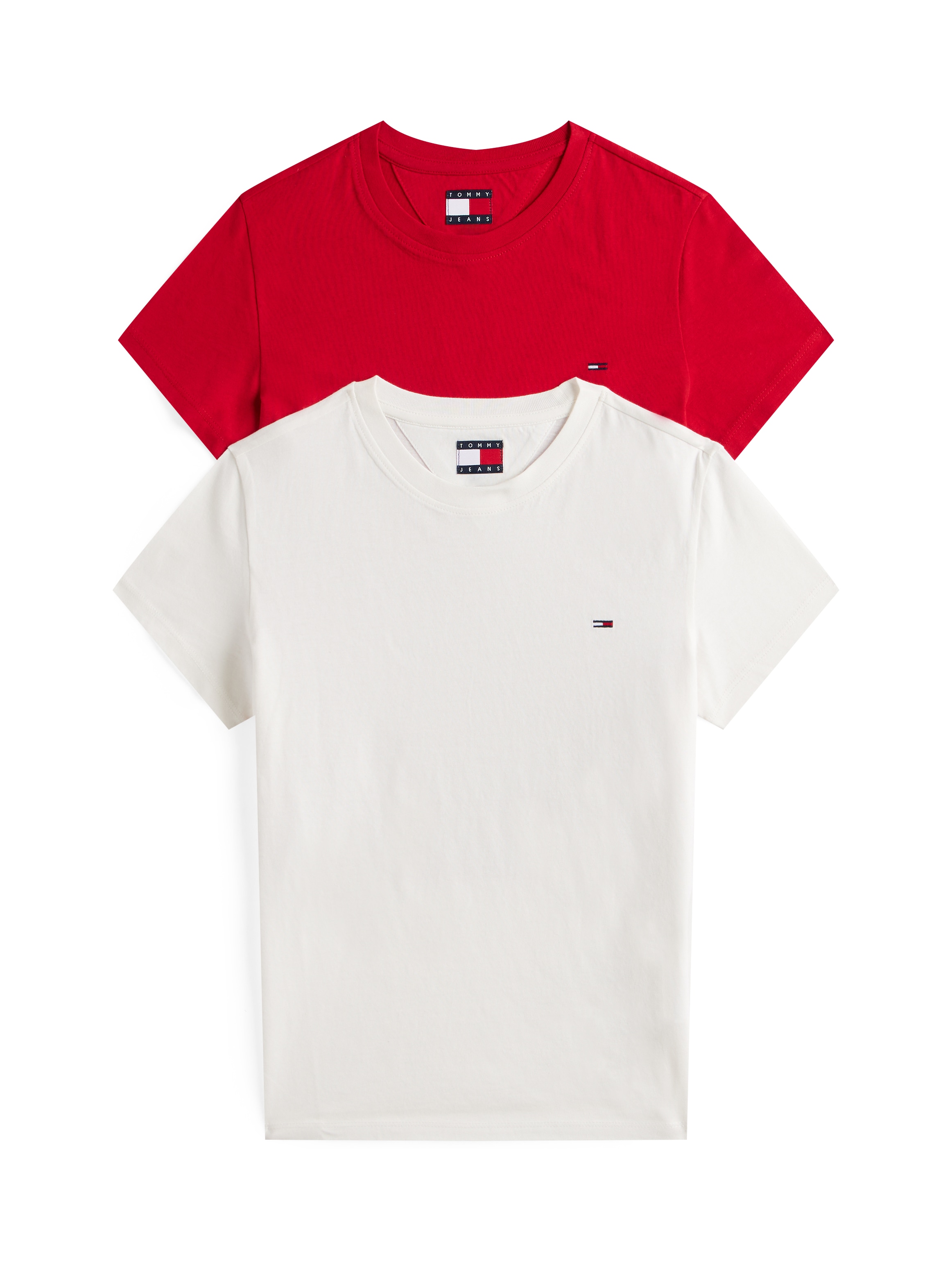 Tommy Jeans T-Shirt »TJW 2PACK C-NECK TEE«, (Packung, 2 tlg., 2er), mit Logo-Stickerei