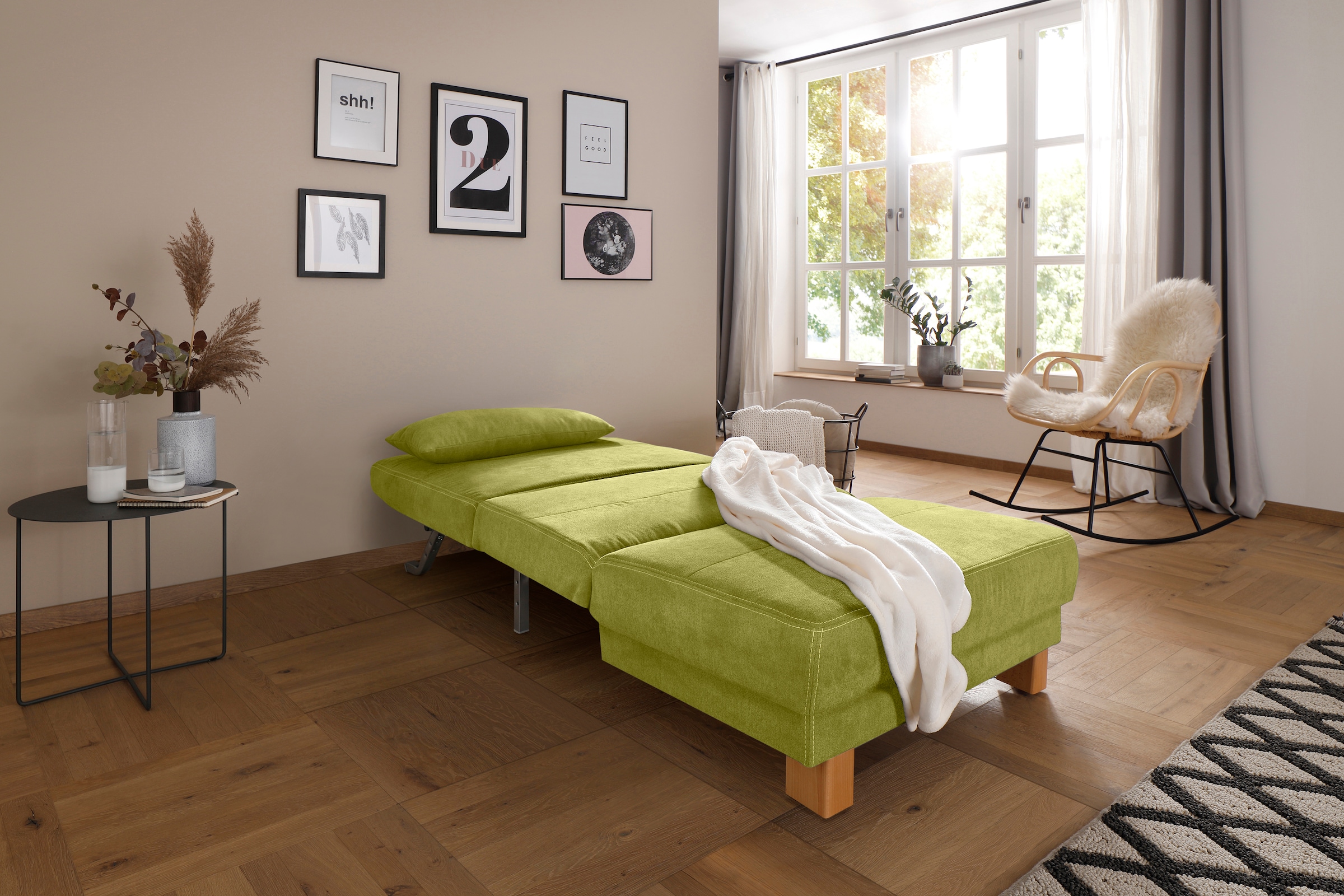 Home affaire Schlafsofa »Gina«, vom Sofa zum Bett mit einem Handgriff, in 4 Breiten, Nierenkissen