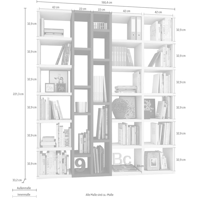 cm bestellen Raumteilerregal möbel »TOR390-1«, 190 auf Raten fif Breite