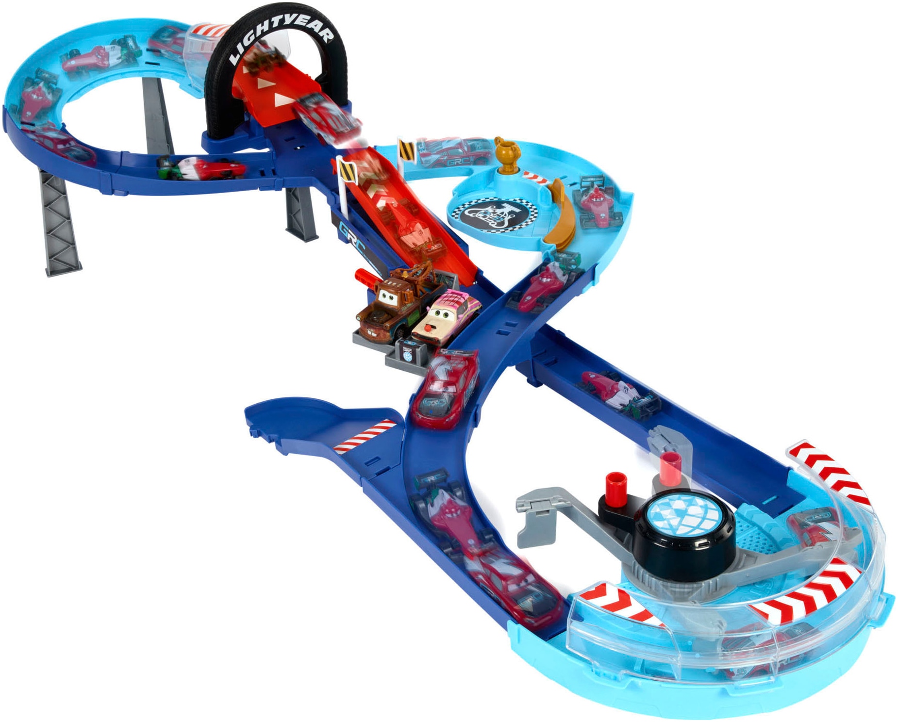 Hot Wheels Autorennbahn »Disney Pixar Cars GRC Sprung-Rennstrecke Spielset«, inkl. 2...