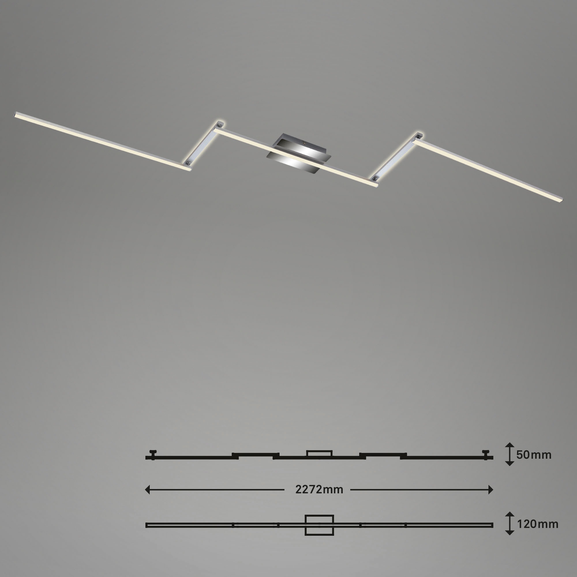 Briloner Leuchten LED Deckenleuchte »3501018 STAFF«, Leuchtmittel LED-Board | LED fest integriert, Deckenlampe, 227,2x12x5cm, Alu-Chrom, 24W, Wohnzimmer, Schlafzimmer