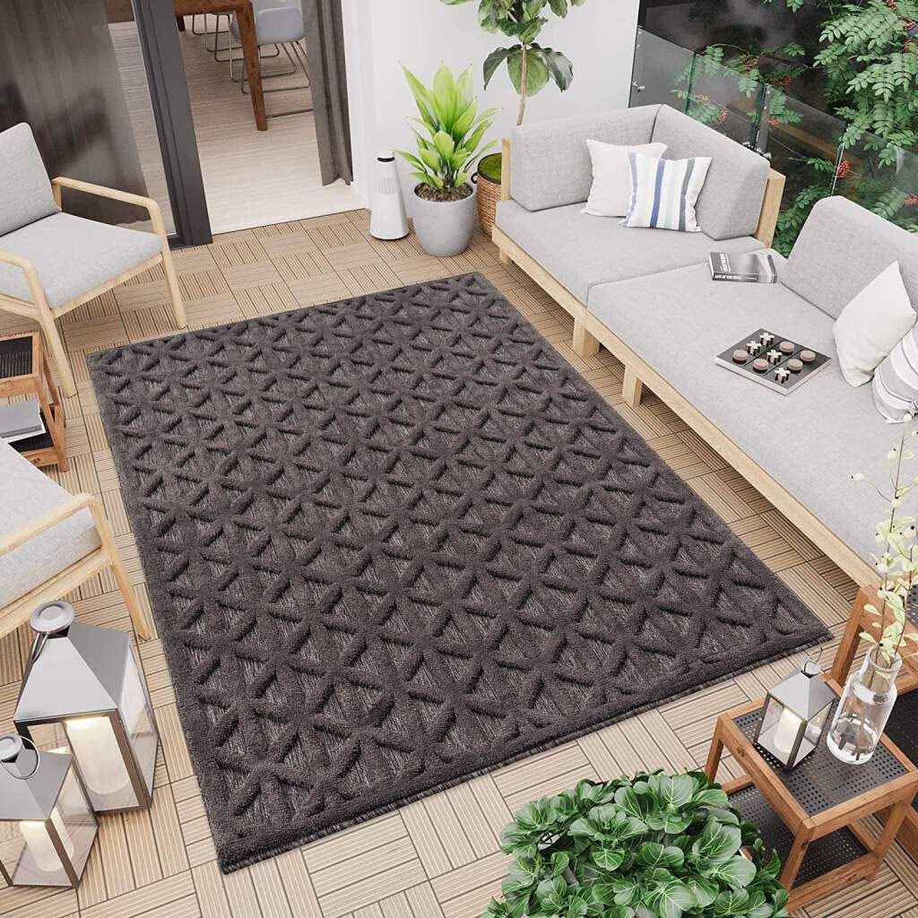Carpet City Teppich »In-& Outdoorteppich Santorini 58500, 3D-Effekt, Raute- Optik«, rechteckig, Wetterfest & UV-beständig für Terrasse, Balkon, Küche,  Flur online kaufen