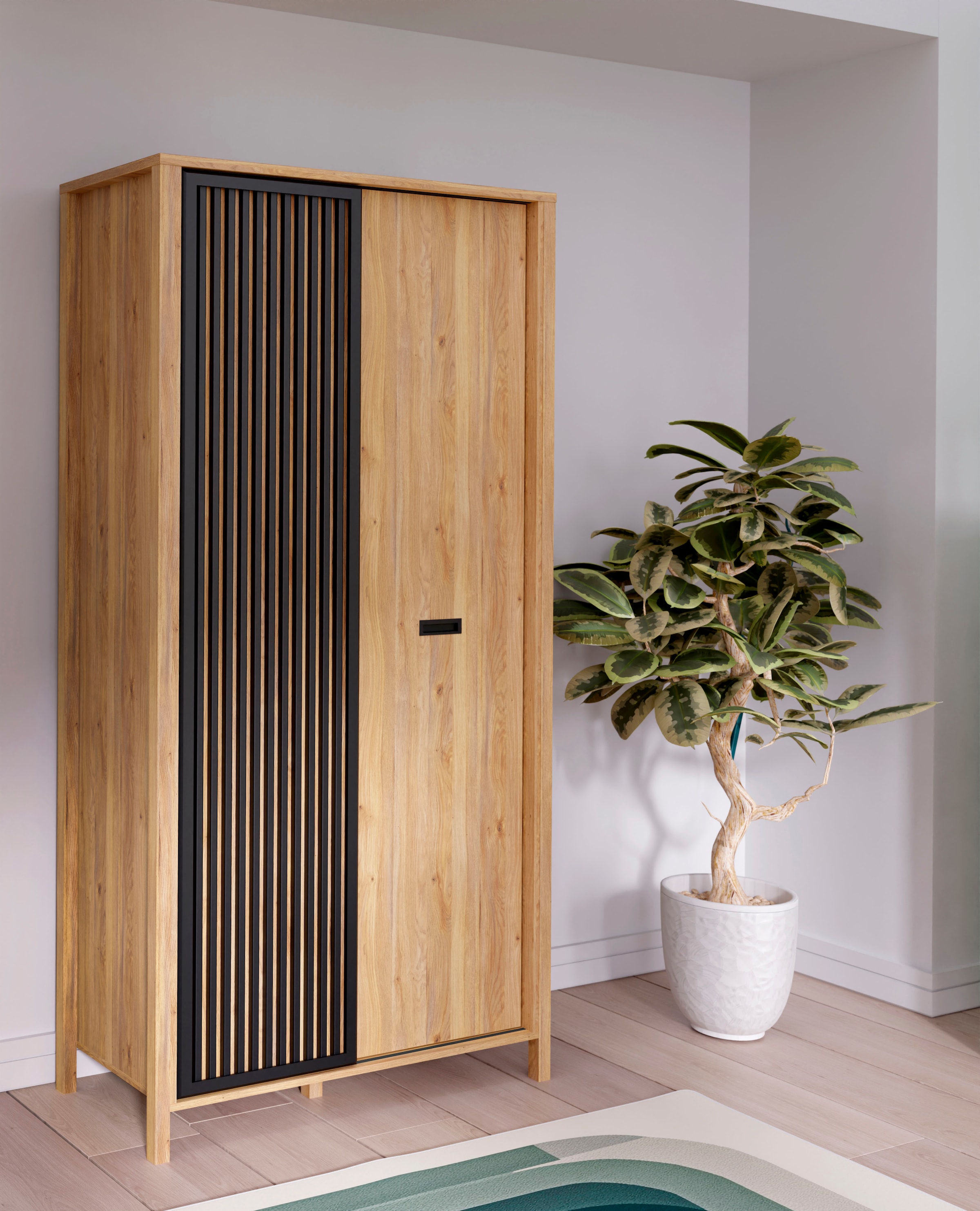 FORTE Kleiderschrank »Jytana« B/H/T 97/200,3/52,7 cm inklusive Kleiderstange u. Einlegeböden