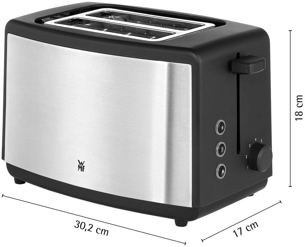 WMF Toaster »Bueno Edition, 2-Scheiben-Toaster mit integriertem Brötchenaufsatz«, 2 kurze Schlitze, für 2 Scheiben, 800 W, 7 Bräunungsstufen, Brotzentrierung, Krümelschublade, Cromargan Gehäuse