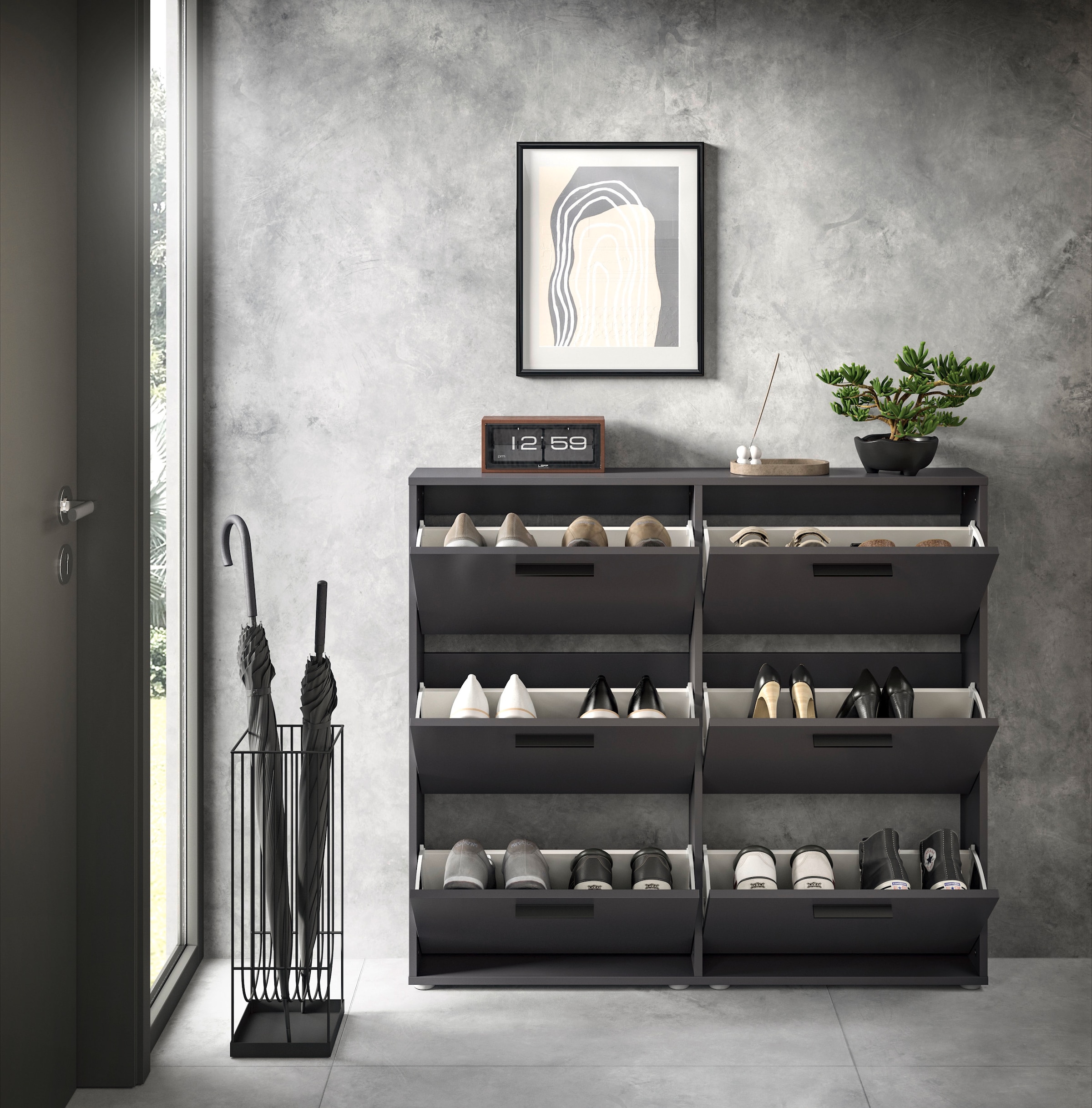 HBZ Schuhkommode »Sam Schuhkipper, Schuhschrank BxHxT 116x103x17 cm«, (1 St.), mit 6 Klappen
